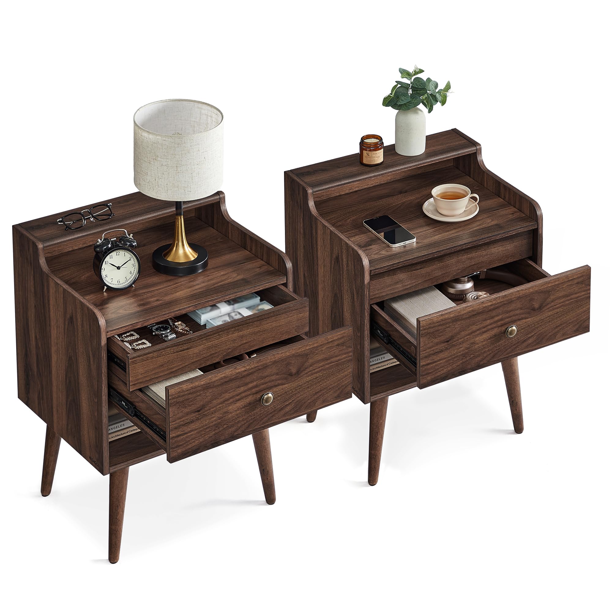 Nightstands, Set of 2, Bedside Tables with Hidden Drawers