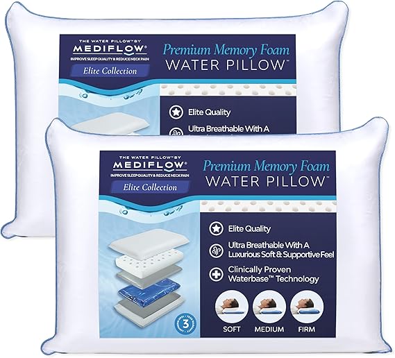 Water Pillow - Elite Collection, Memory Foam Pillow. Orthopedic Pillow