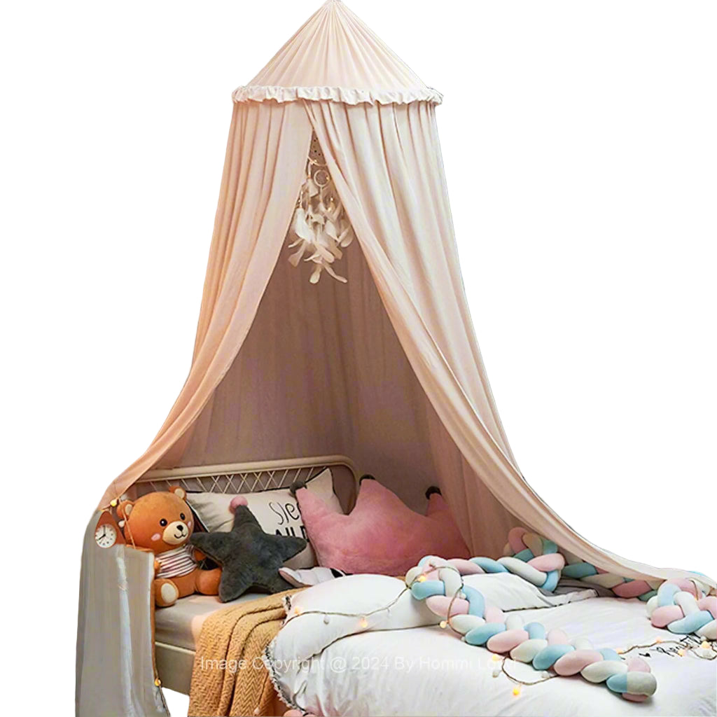 Bed Canopy for Girls, Dreamy Frills Ceiling Hanging Princess Canopy Bedroom Decoration