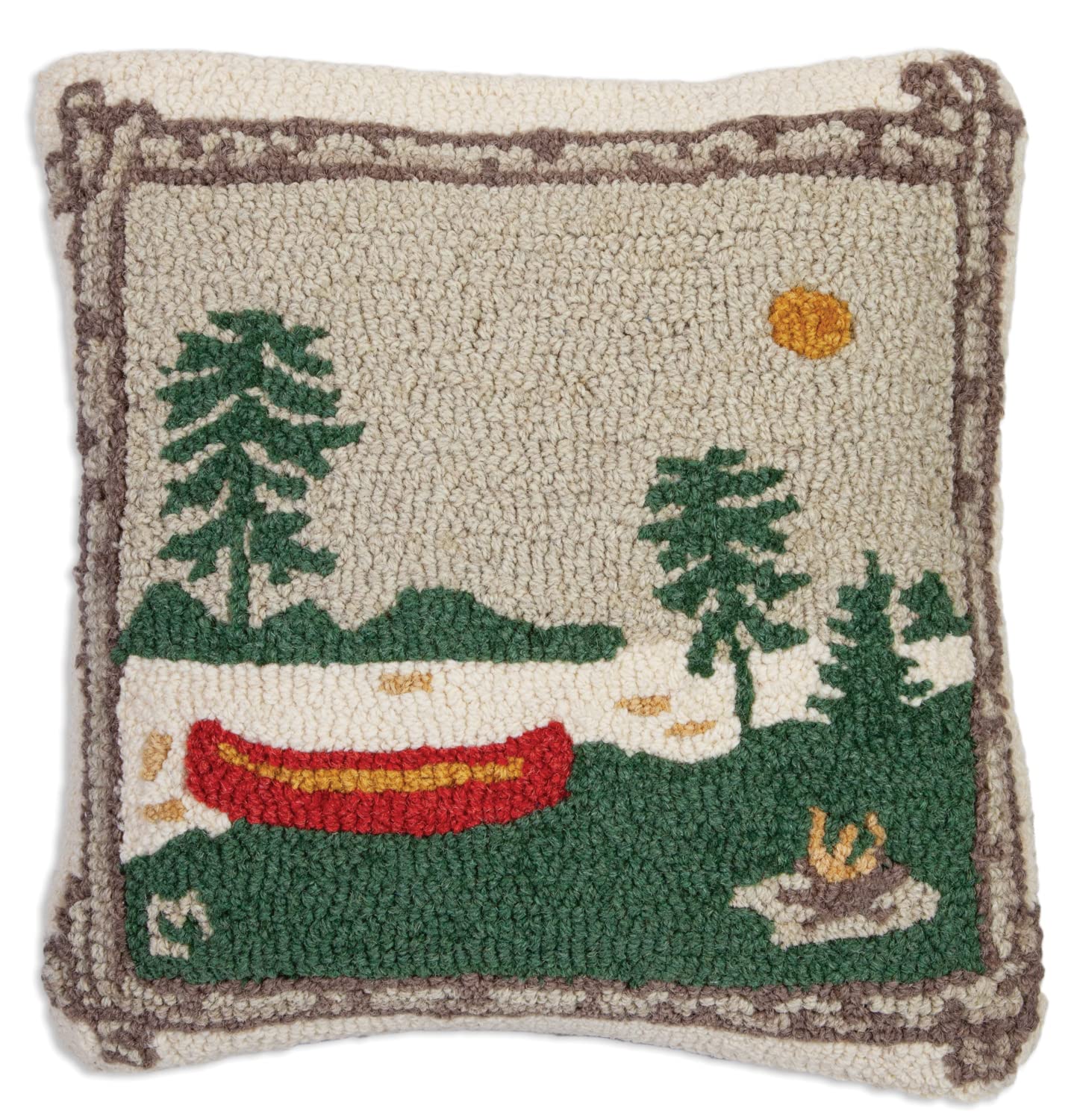 4 Corners Artist-Designed Canoe Camp Hand-Hooked Wool Decorative