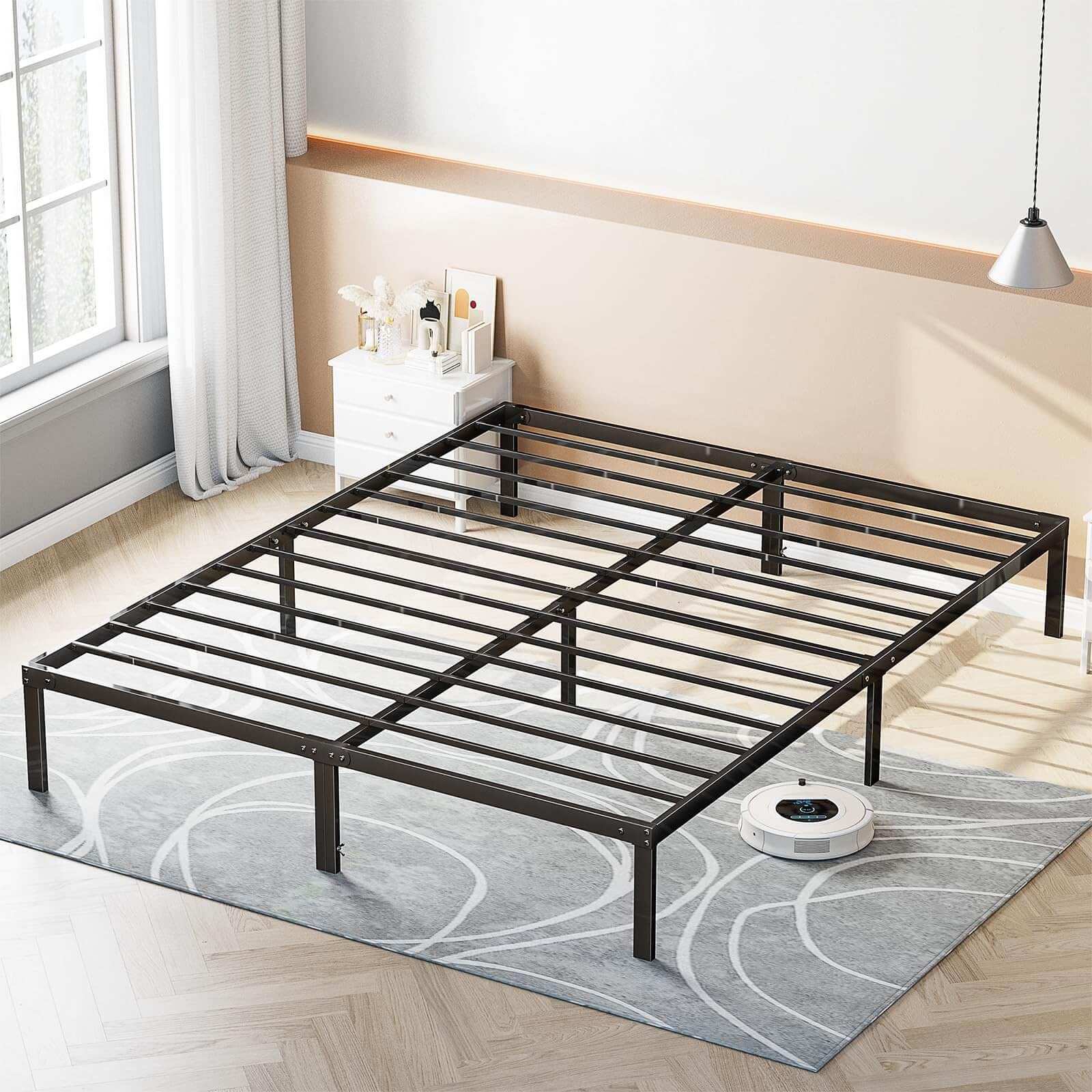 14 Inch Queen Size Metal Bed Frame,14 Inch Heavy Duty Support