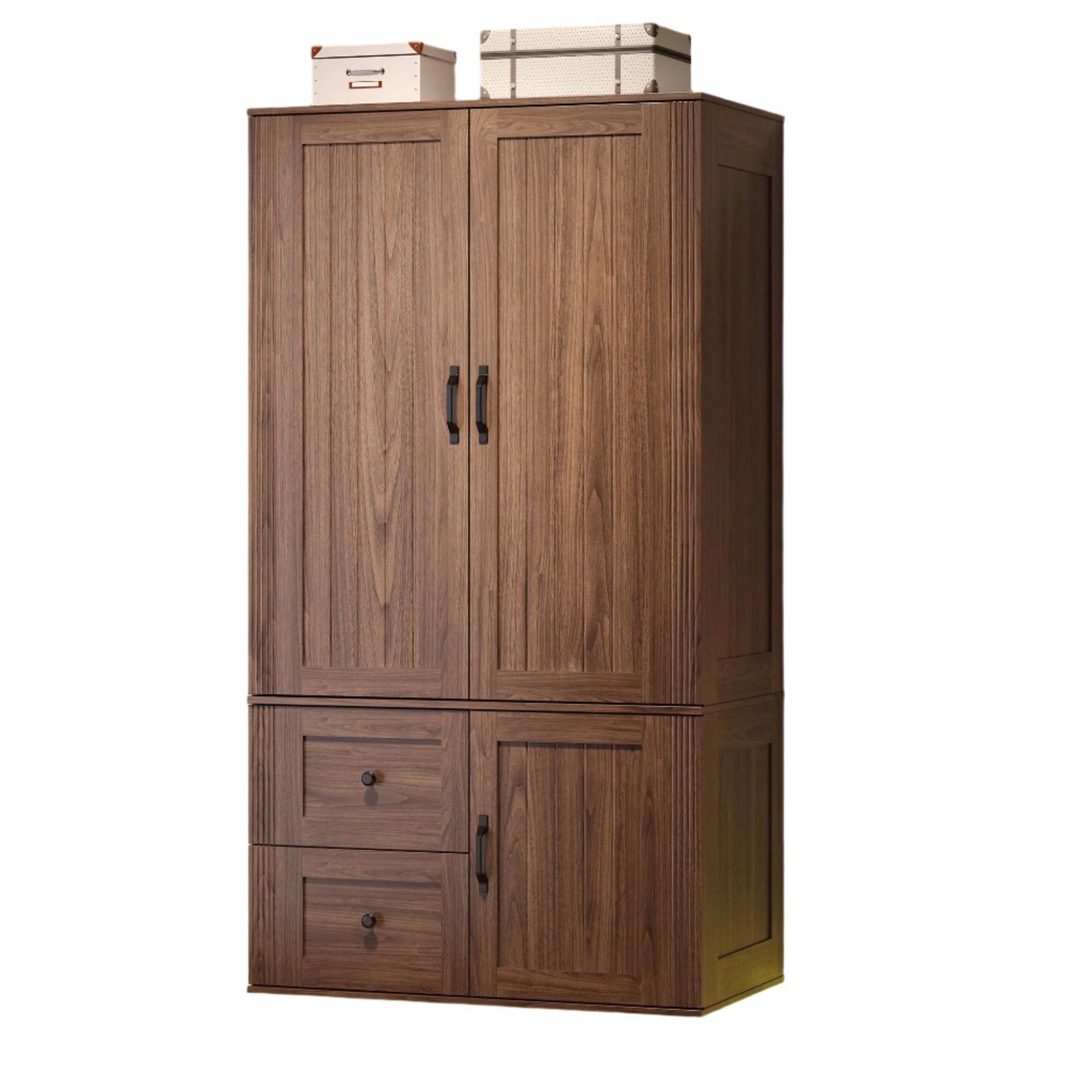 Farmhouse Wardrobe Closet with Doors, 70" Bedroom Armoires