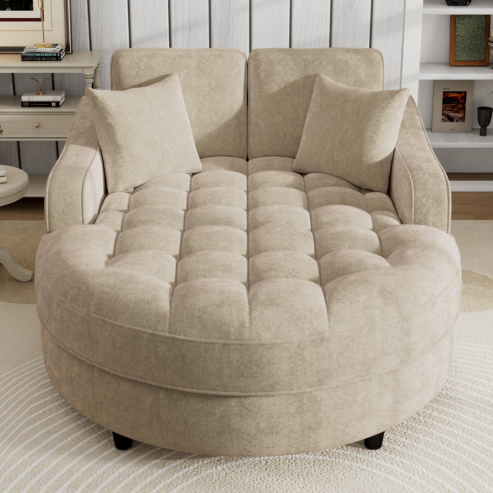 55-inch Oversized Chaise Lounge Sleeper Deep Seat Tufted Upholstered