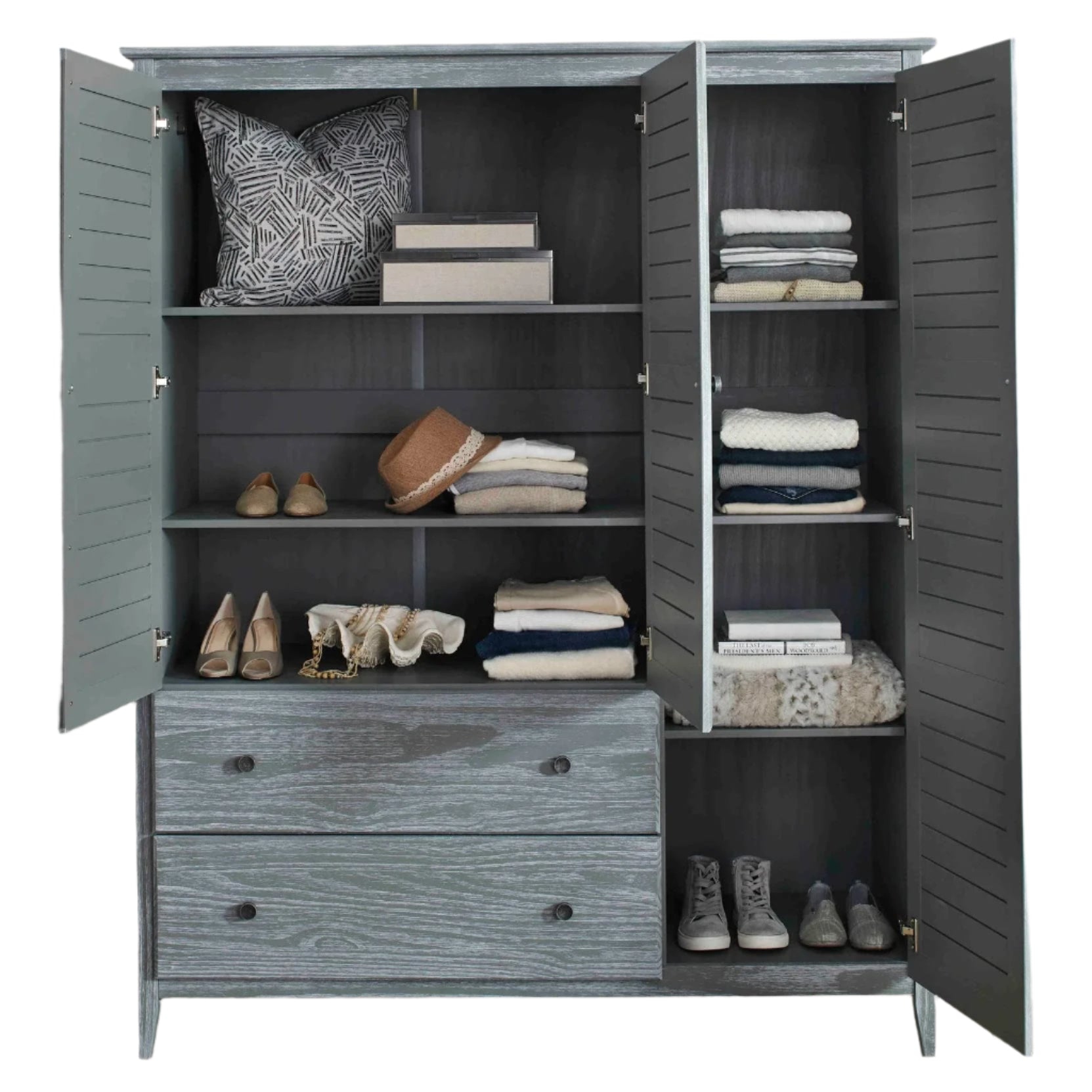 Furniture Greenport 3-Door Wardrobe, Brushed Grey