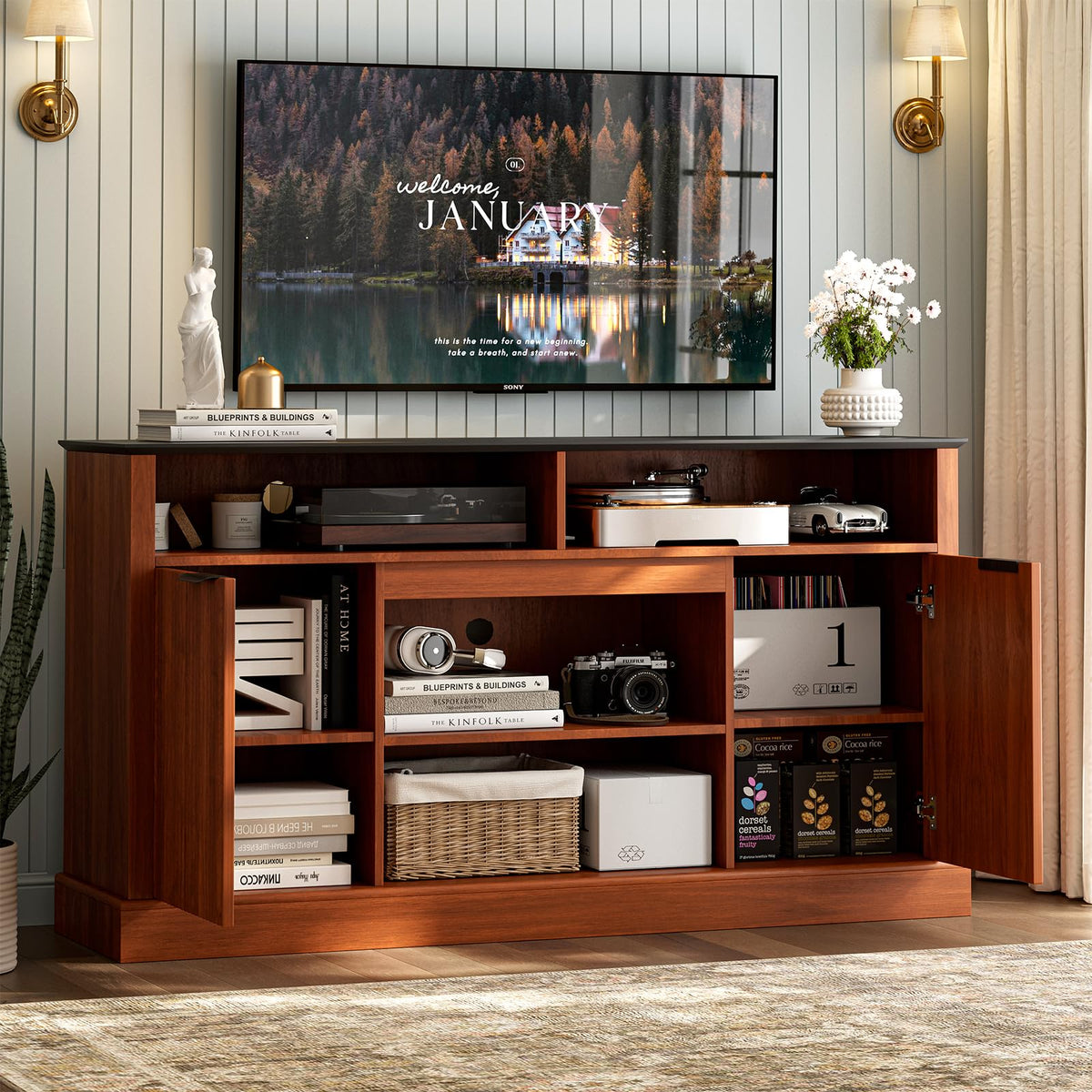 58" Mid-Century TV Stand & Entertainment Center