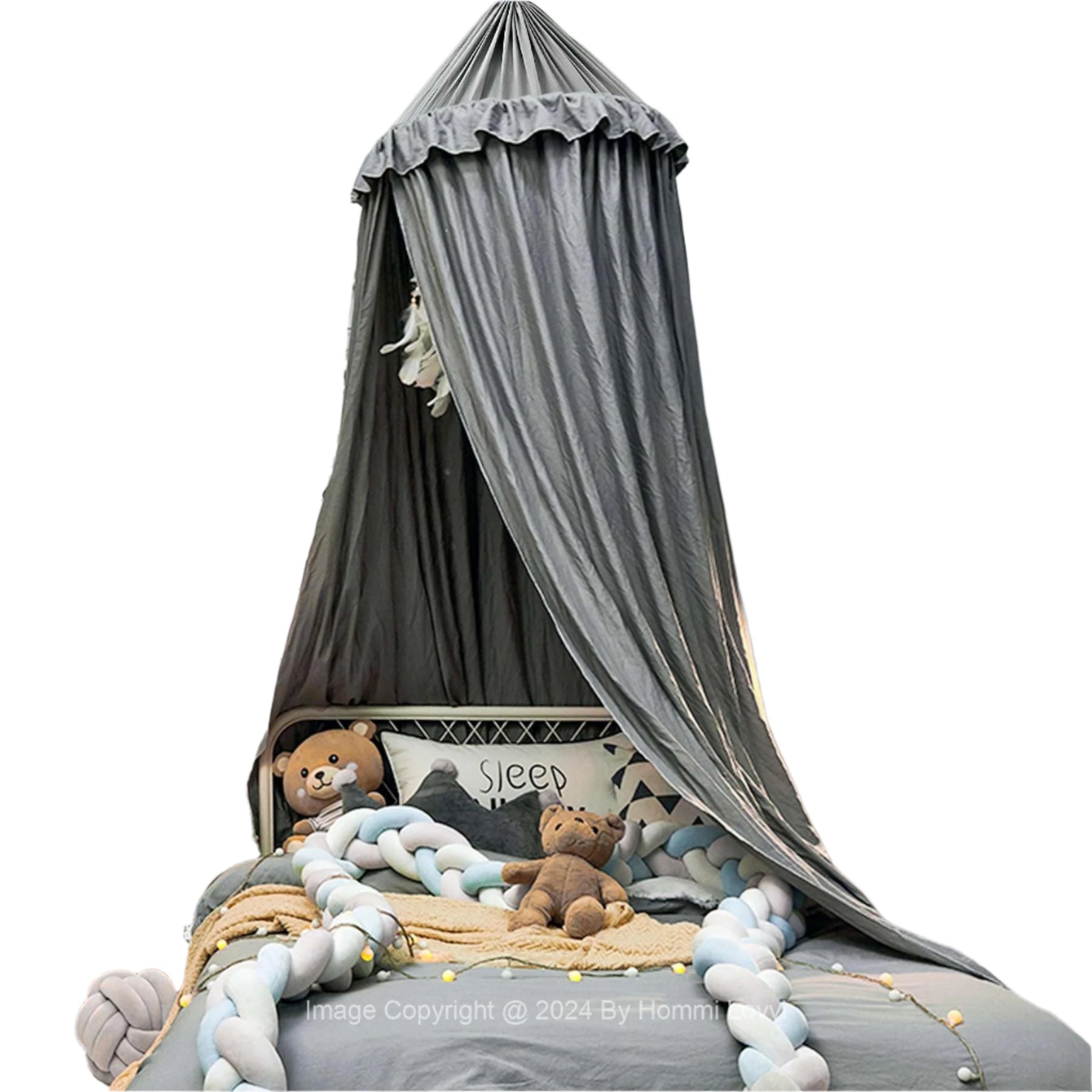 Bed Canopy for Girls, Dreamy Frills Ceiling Hanging Princess Canopy Bedroom Decoration