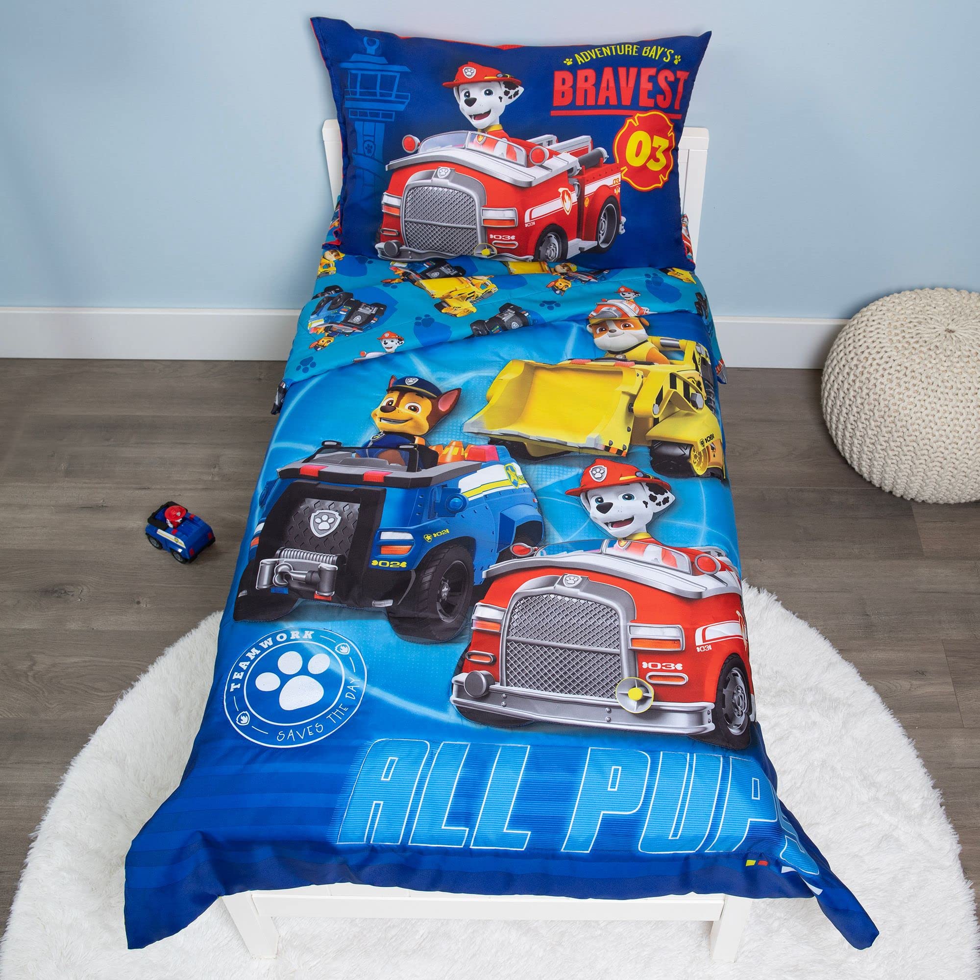 Calling All Pups 4 Piece Toddler Bedding Set – Includes Comforter