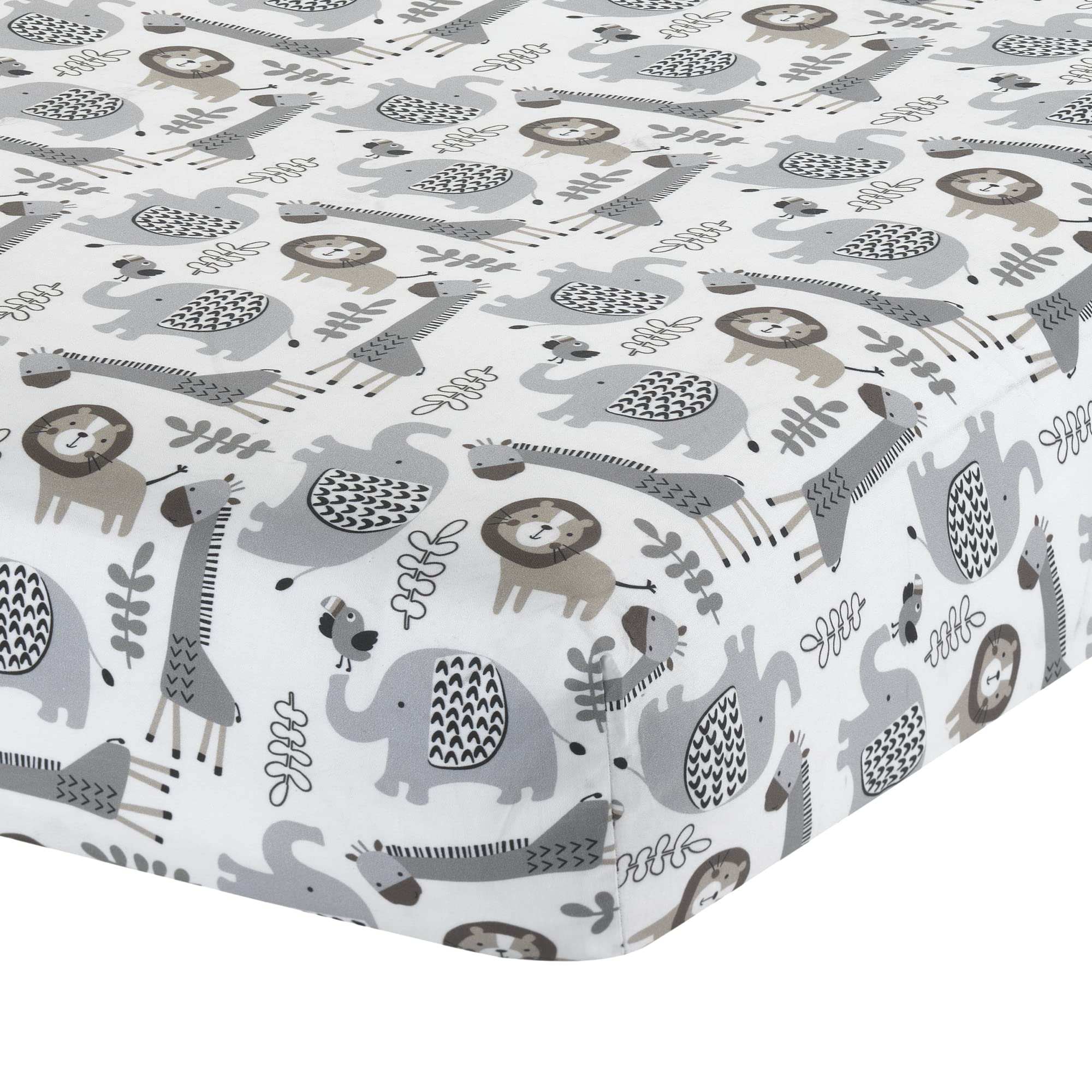 Urban Jungle 4-Piece Crib Bedding Set - Gray, Brown, White, Jungle