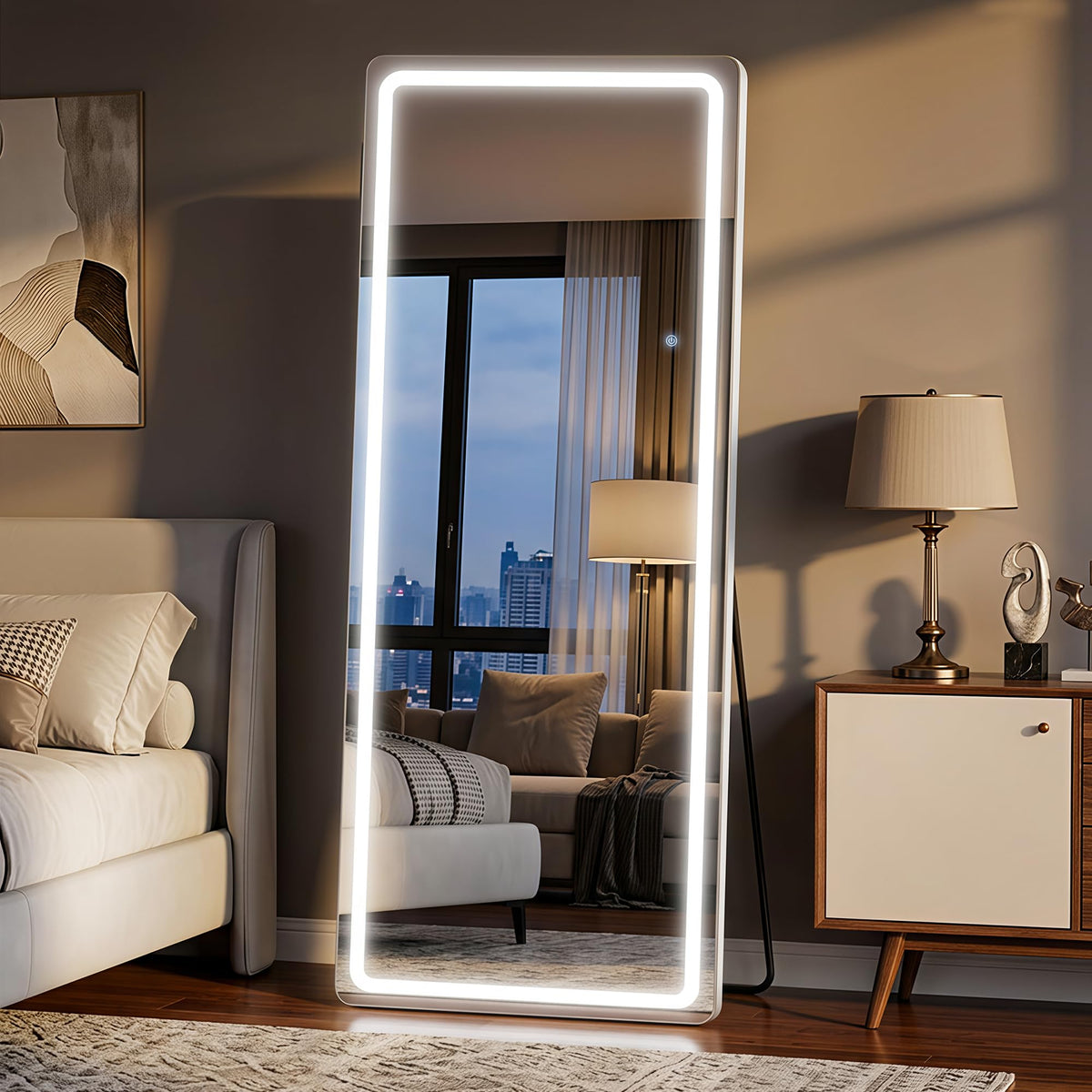 LED Full Length Mirror with Dimmable Lights