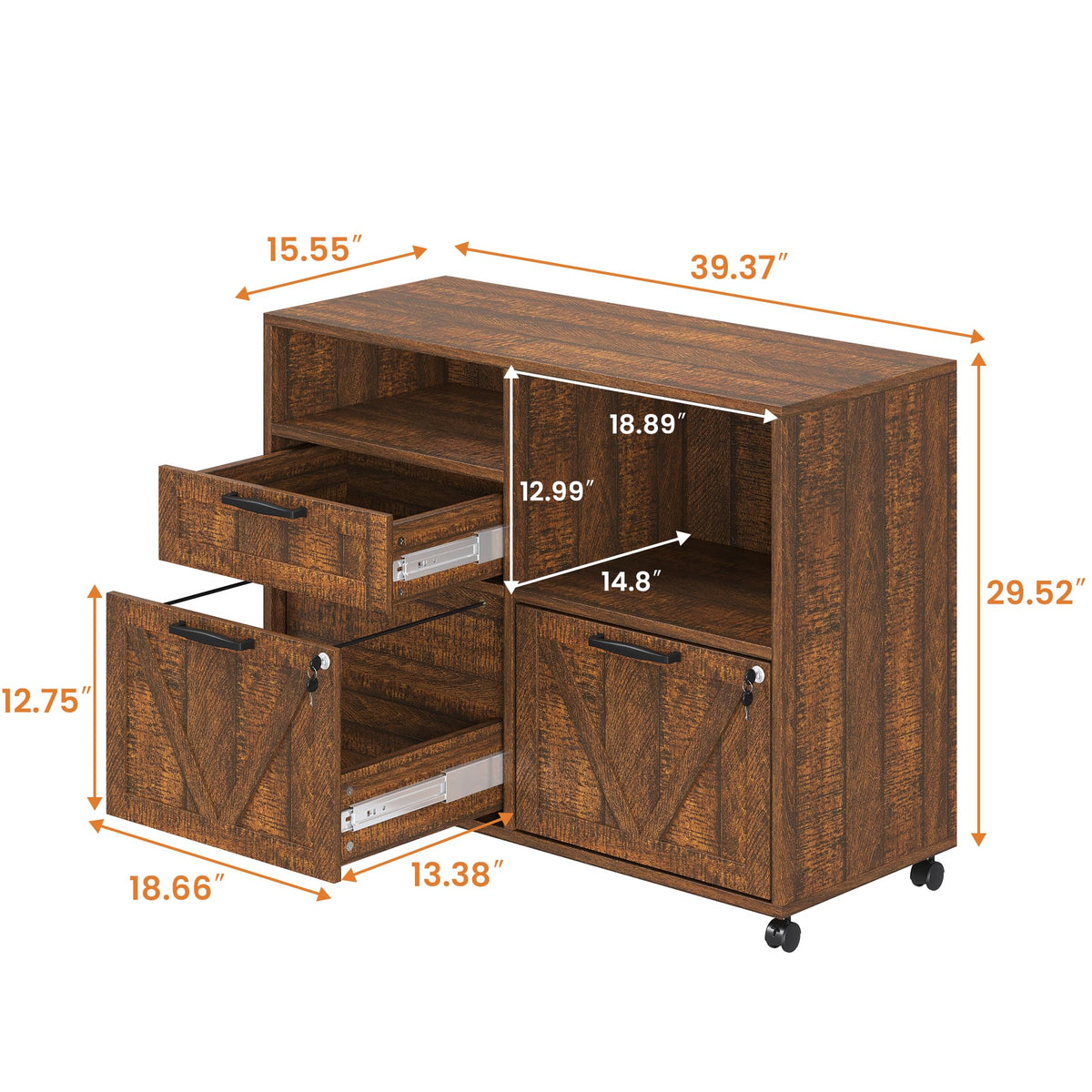 3-Drawer File Cabinet with Lockable Storage