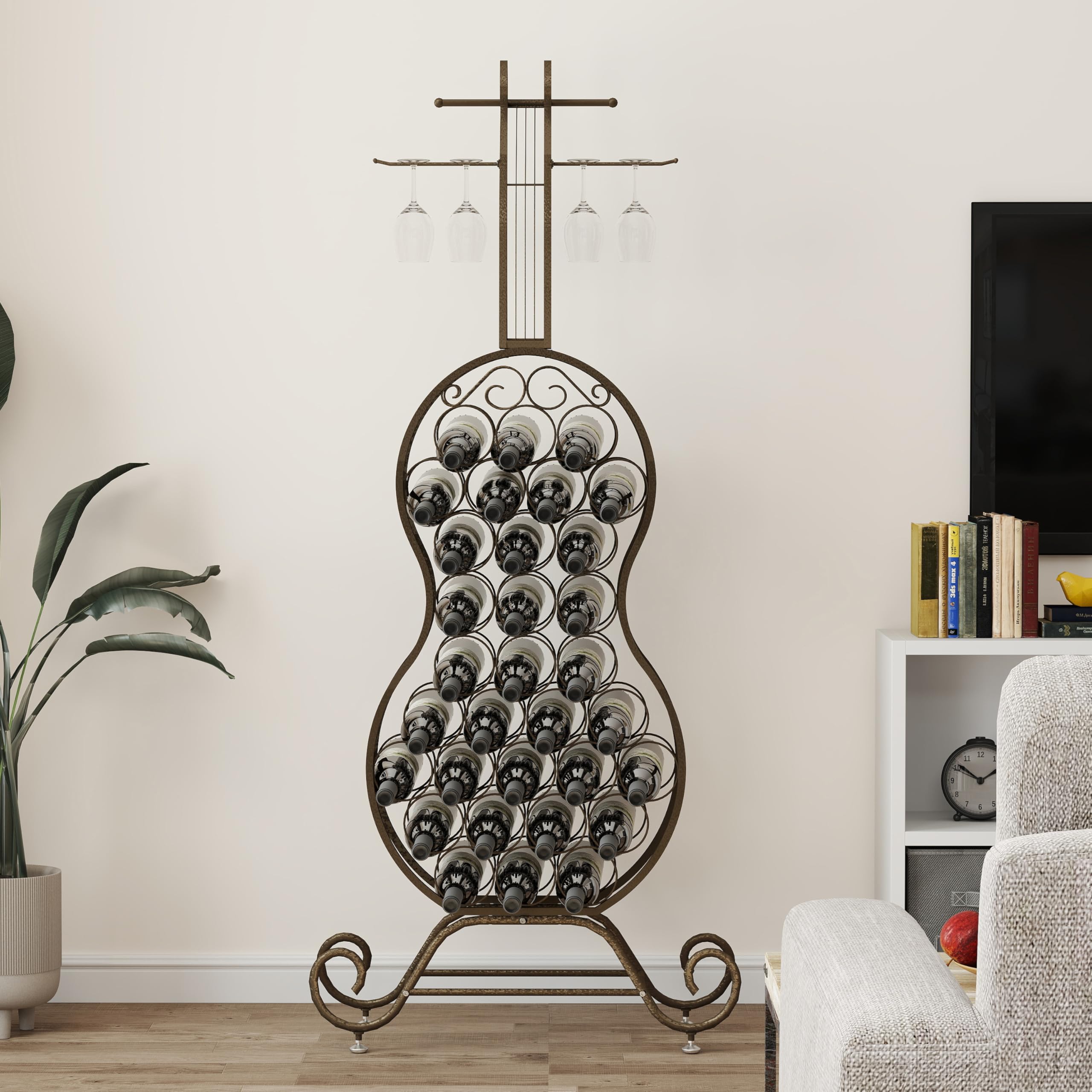 Cello-Shaped Floor Standing Wine Rack