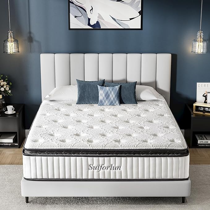 Queen Mattress 12 Inch, Pillow Top Gel Memory Foam Hybrid Mattress with Luxury 7 Layers
