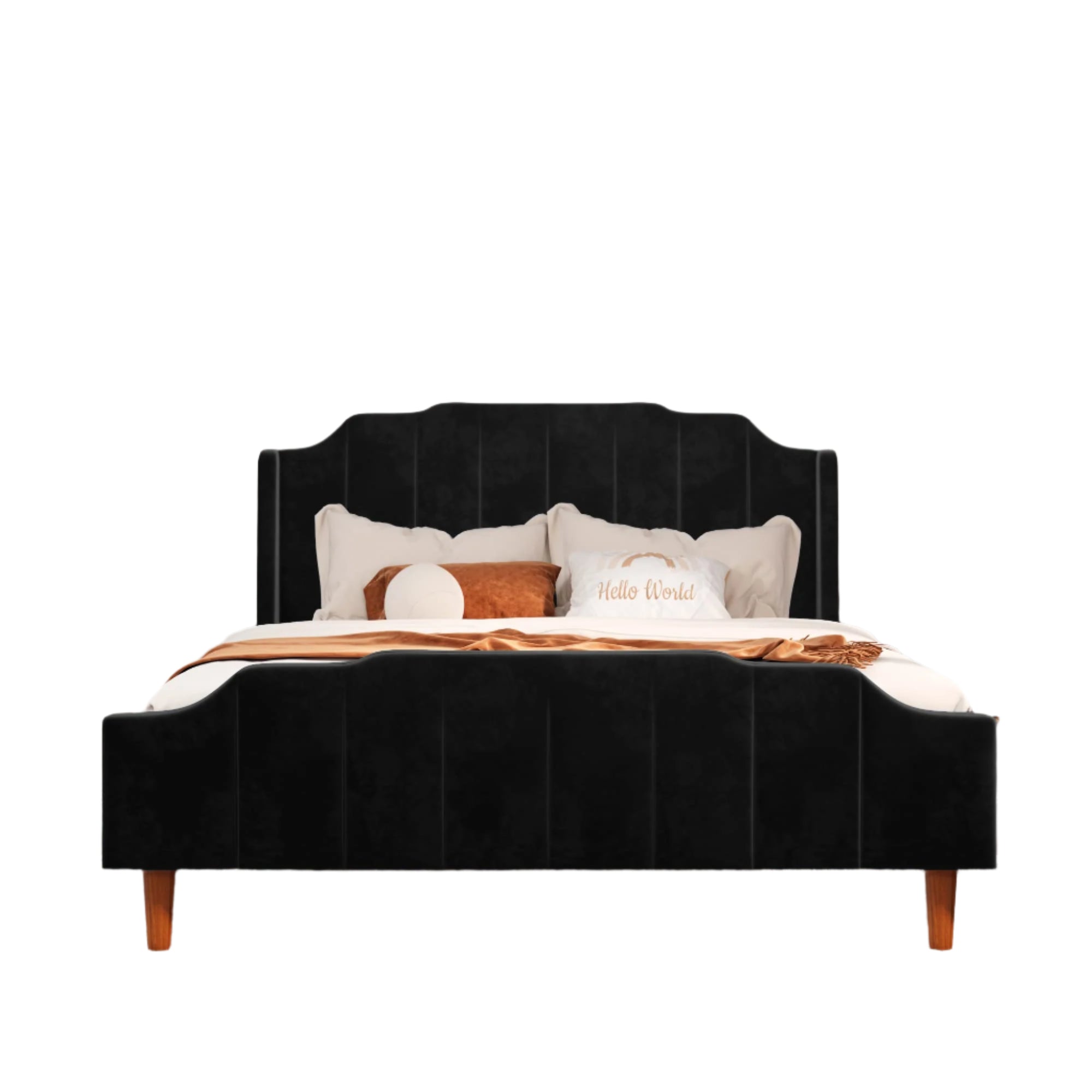 Queen Size Velvet Bed Frame Upholstered Platform Bed