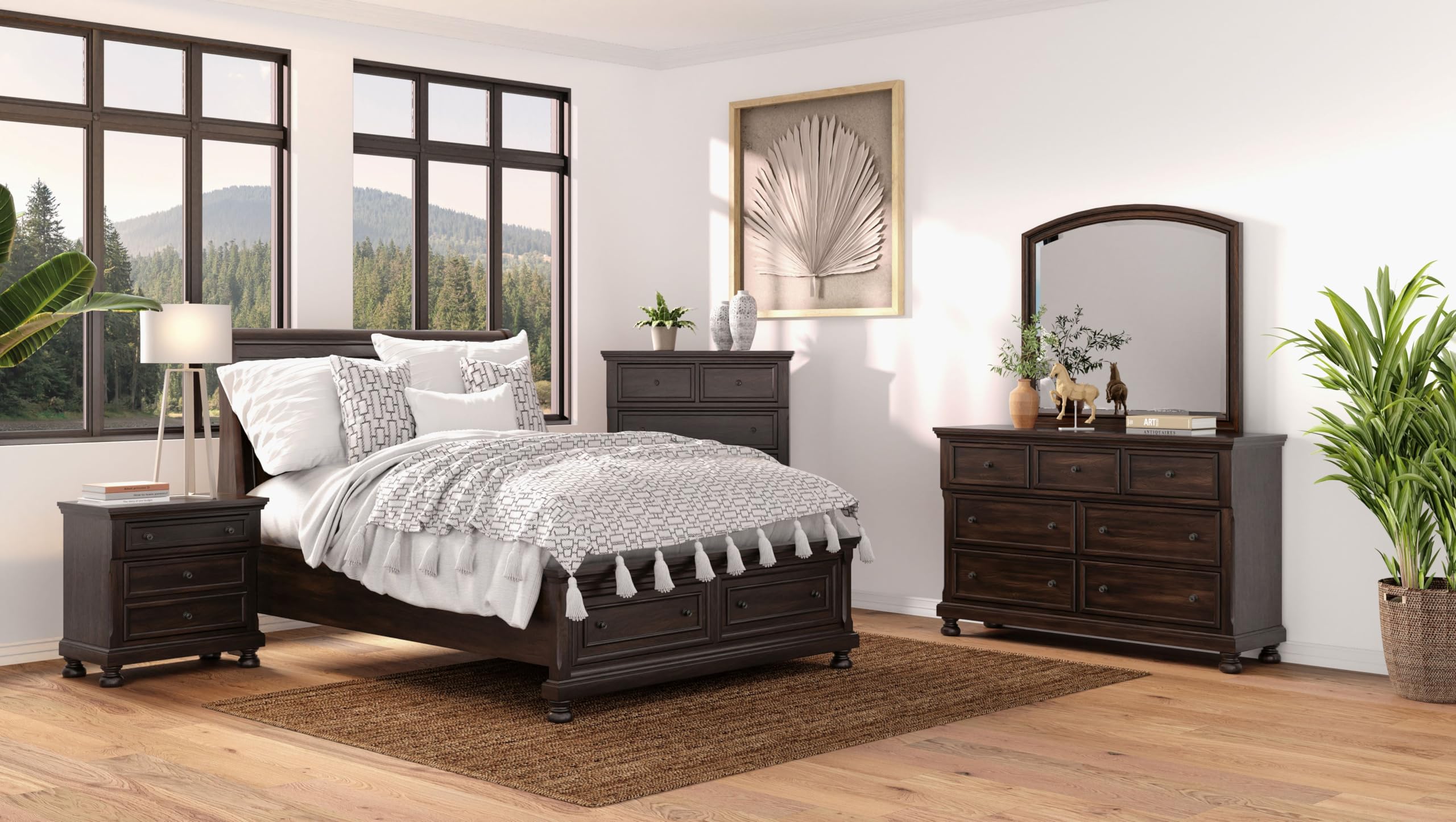 Prescott King Storage Sleigh Bed, Cherry