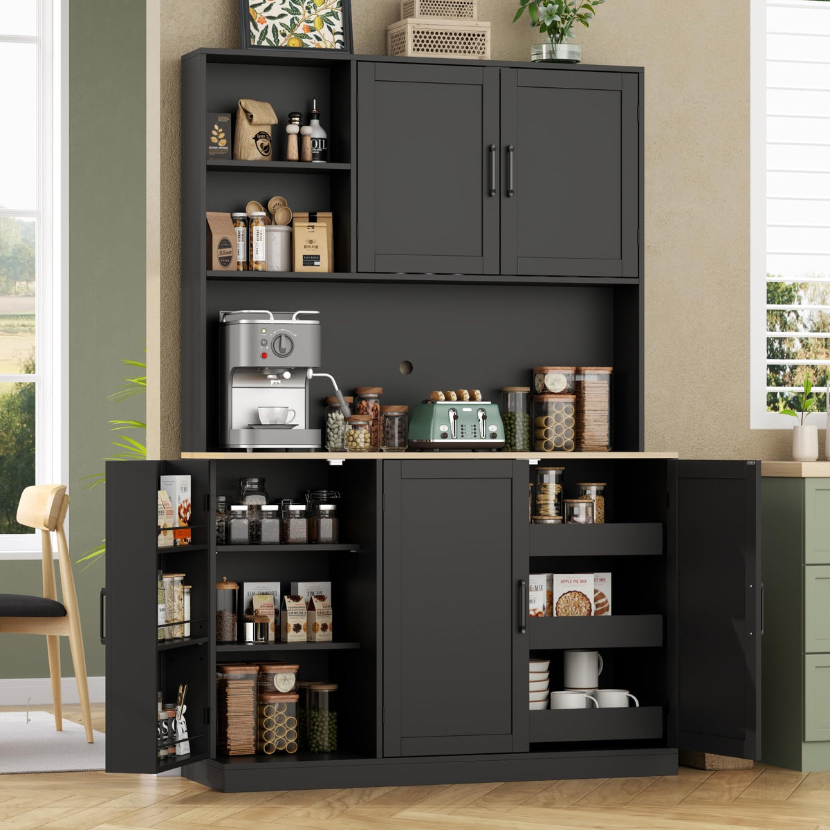 71-Inch Kitchen Pantry Storage Cabinet with Pull-Out Drawers