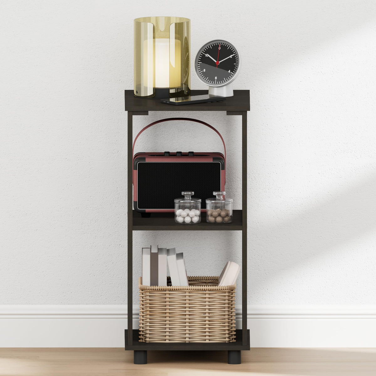 2-Tier Open Frame Nightstand with Shelf