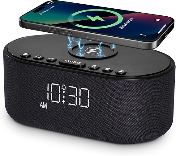 Sound Machine Alarm Clock for Bedrooms: Bluetooth 10W Stereo