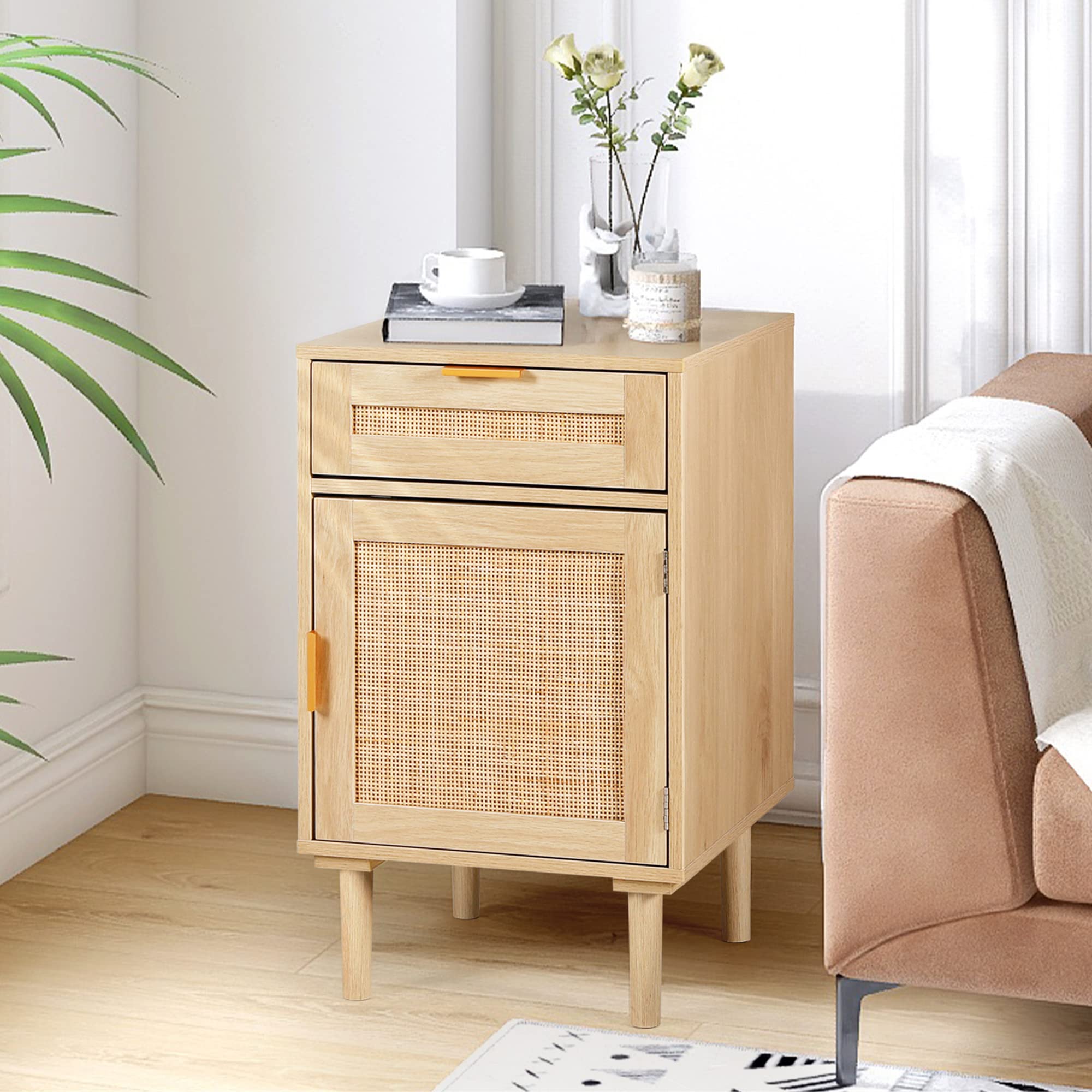 Nightstand Set of 2, Bedside Table with Drawers for Bedrooms, Wooden Storage