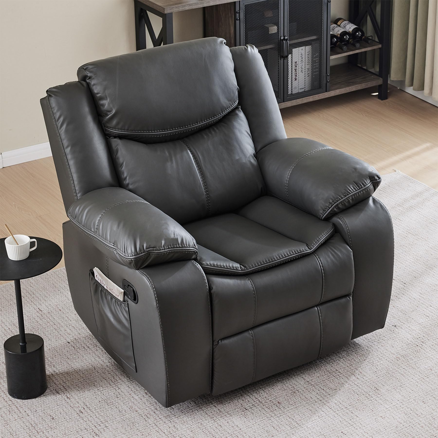 Faux Leather Wall Hugger Manual Recliner Chair