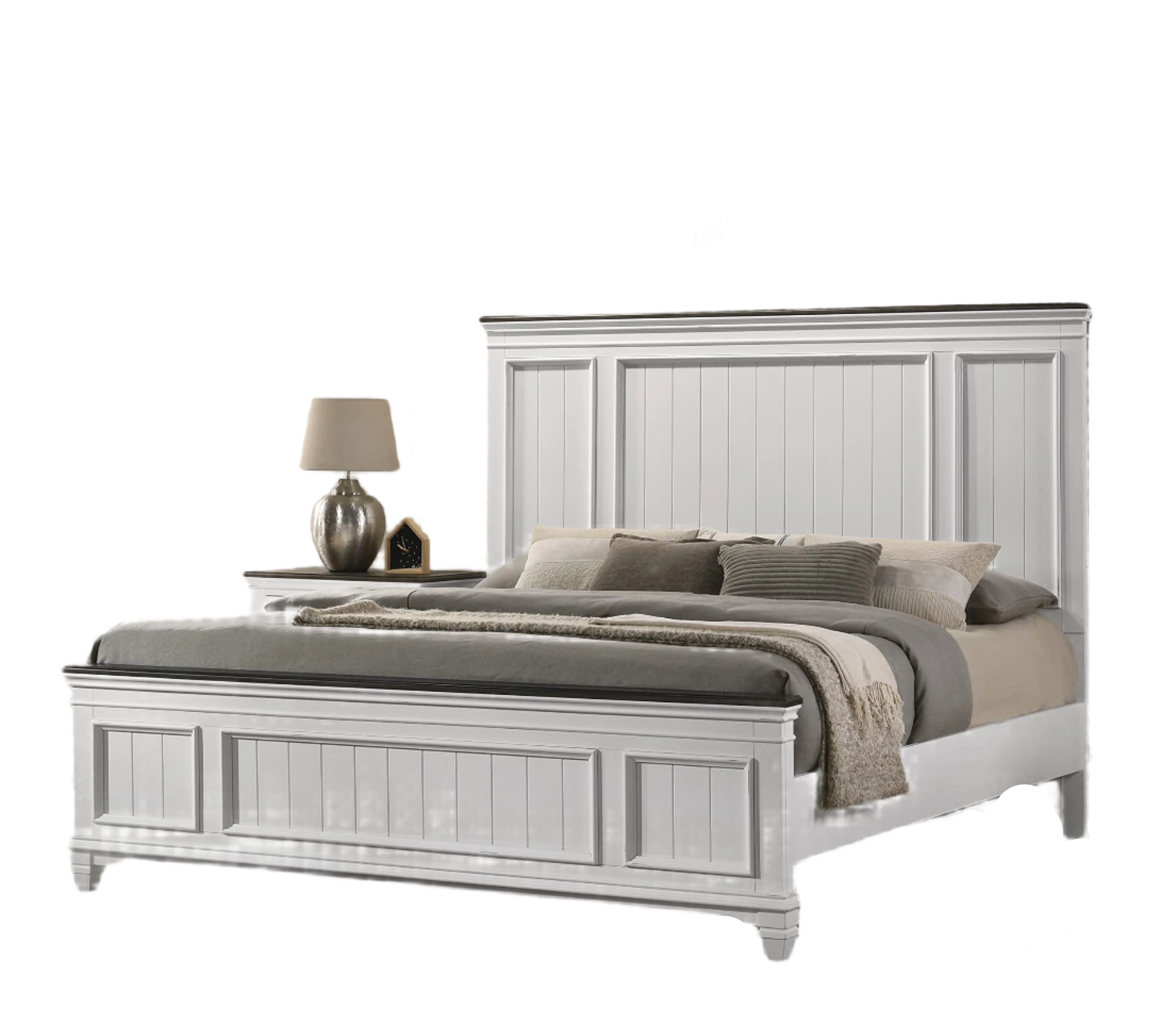 Clelane Wood Bedroom Set with Shiplap Panel King Bed, Dresser, Mirror