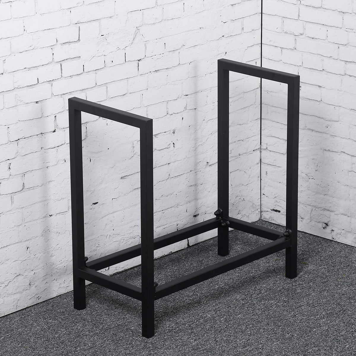 Indoor/Outdoor Firewood Log Rack – Metal, Black, 24"