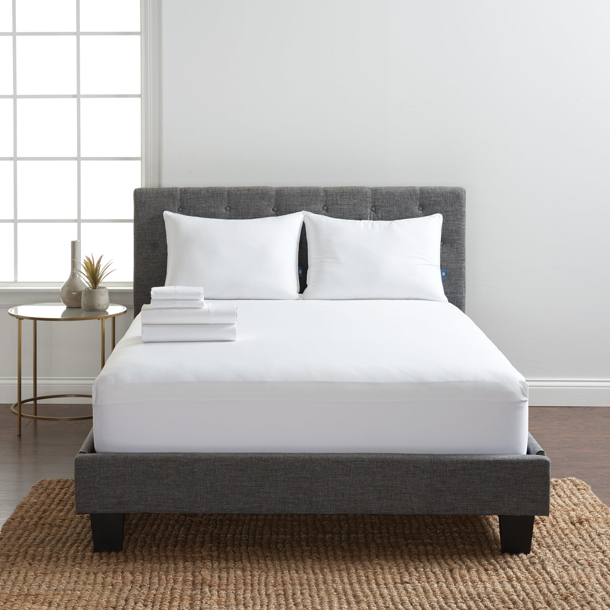 Classic Bedding Bundle - Contains a Queen Size Mattress Protector and Sheet Set Along