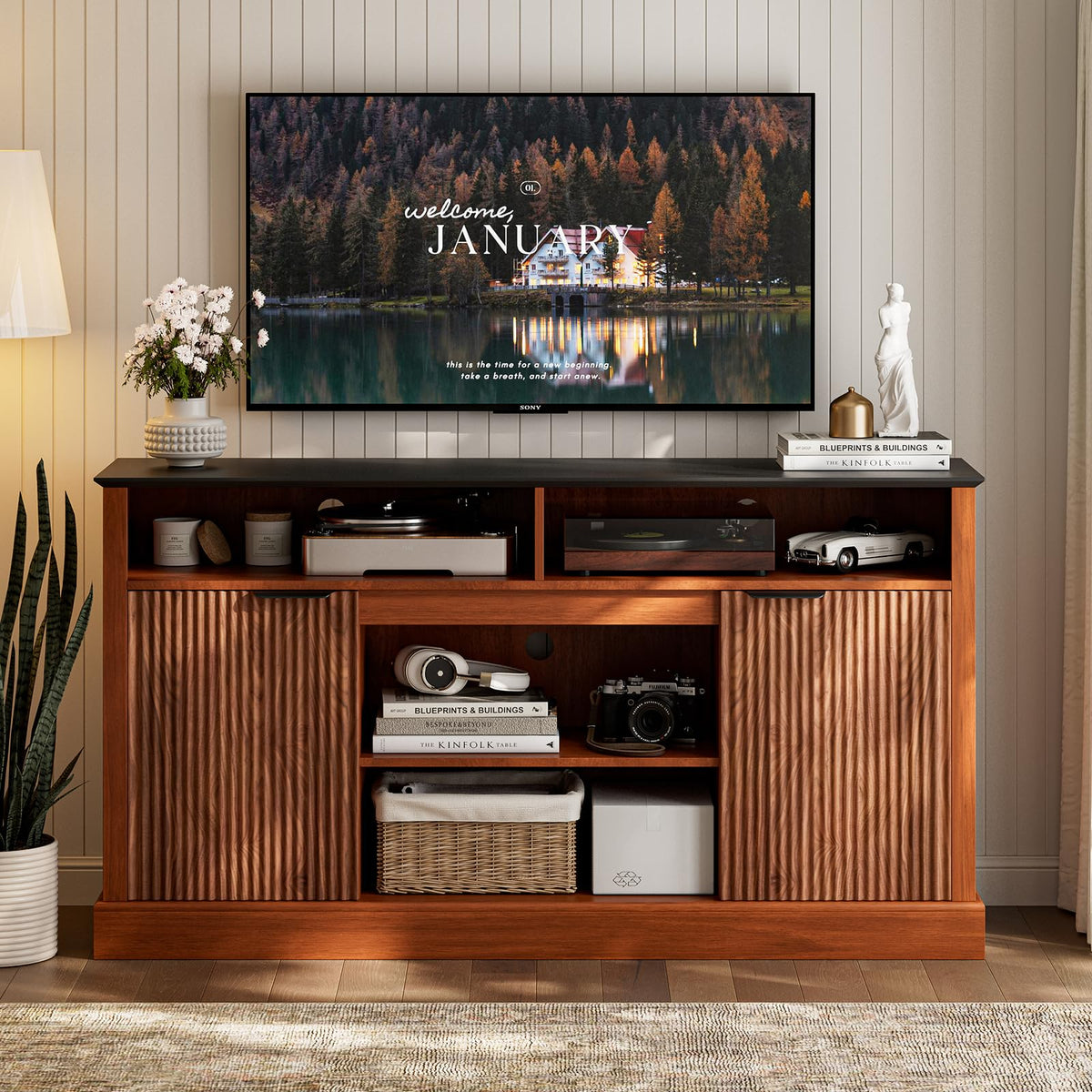 58" Mid-Century TV Stand & Entertainment Center