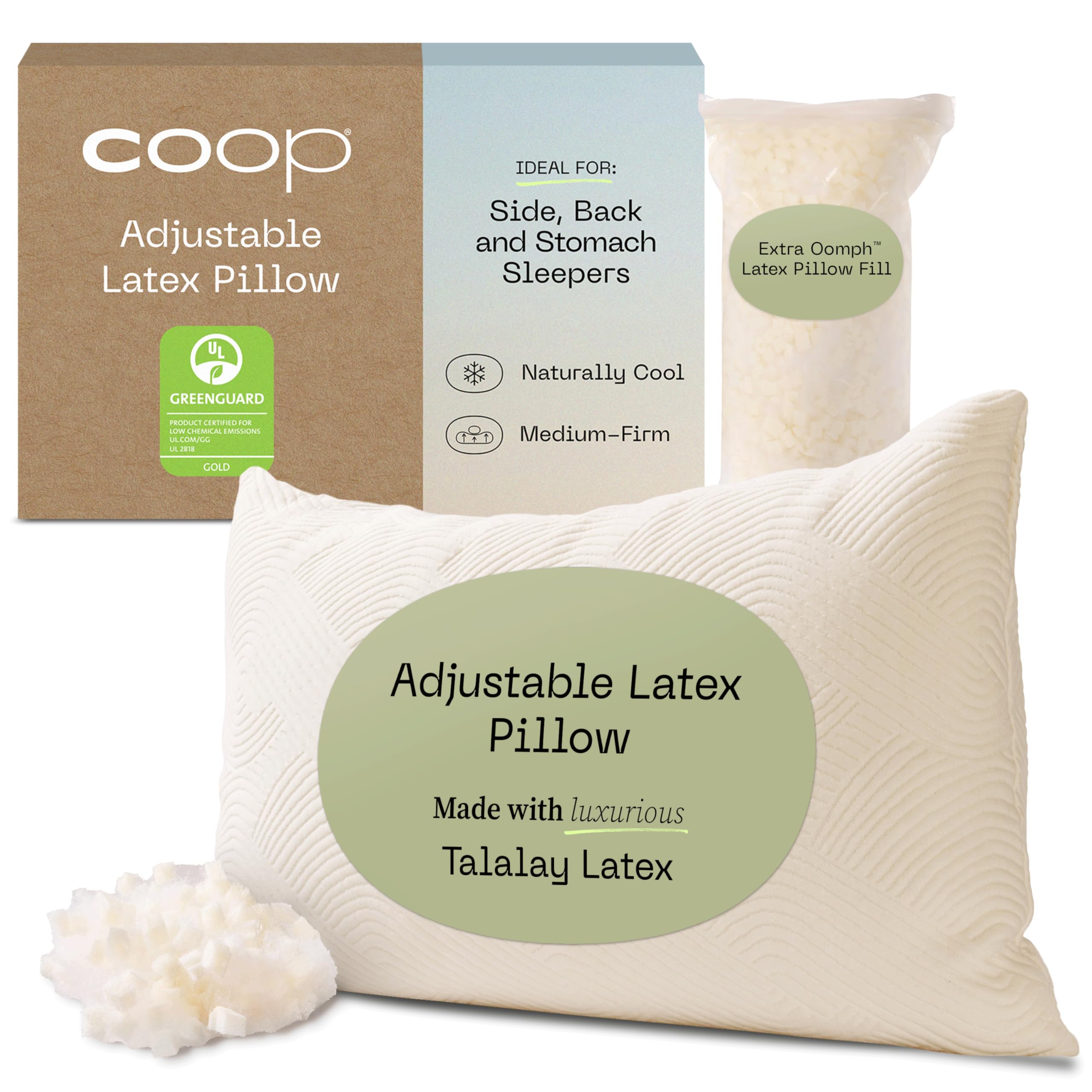 Adjustable Latex Pillow King, with Talalay Latex & Microfiber Fill, Best Pillows