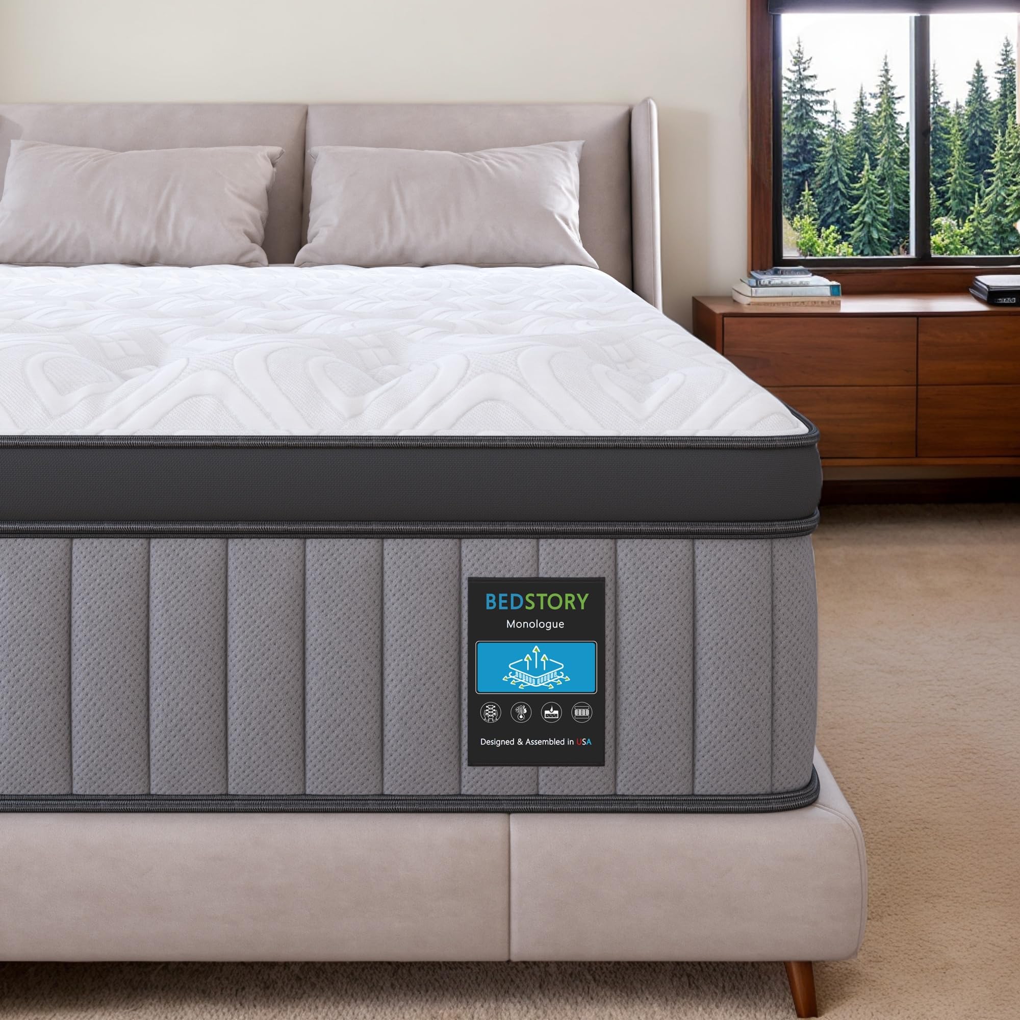 Plush Queen Mattress 14 Inch - Deep Sleep Hybrid Mattresses Pain Relief