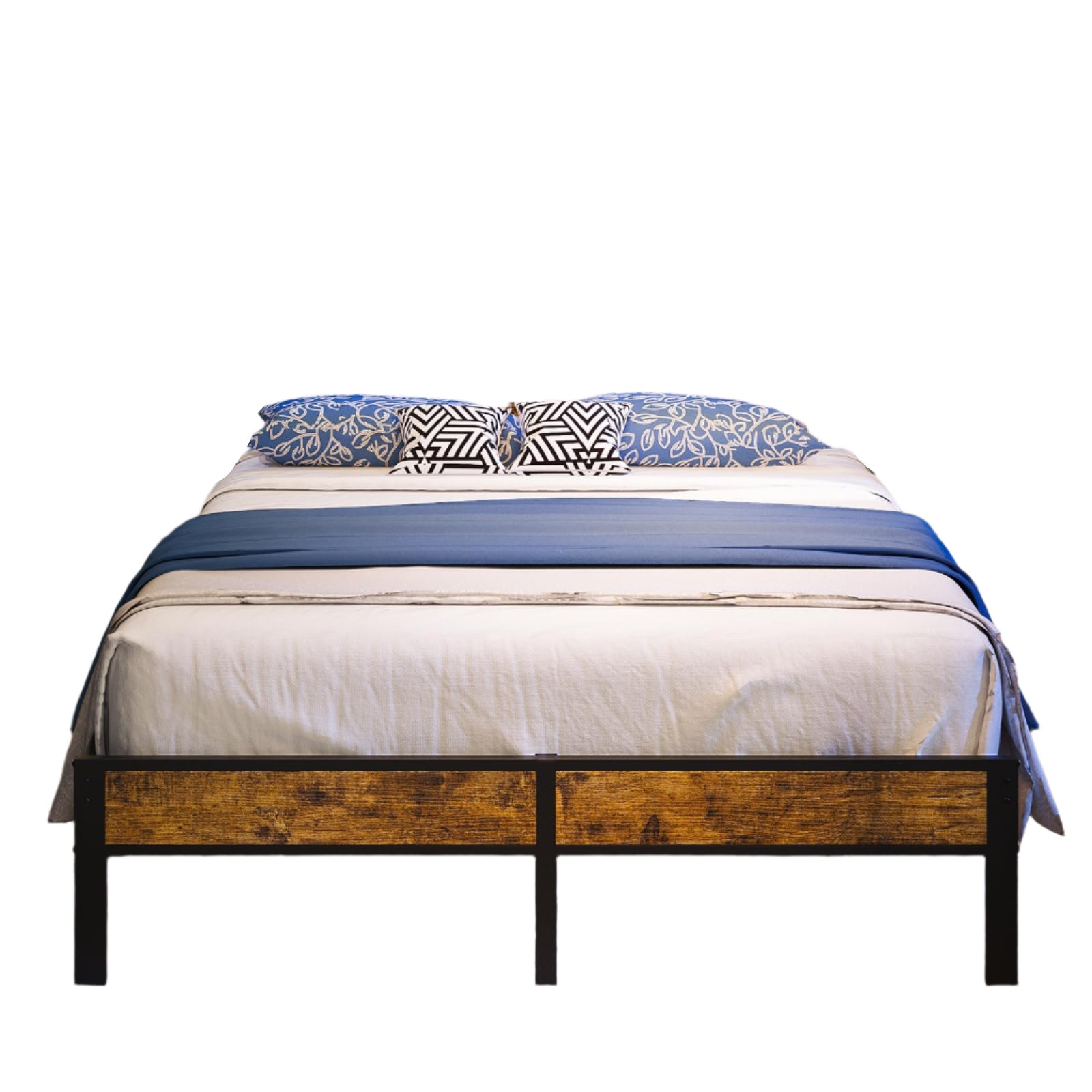 Size Bed Frame, Queen Bed with Charging Station Headboard