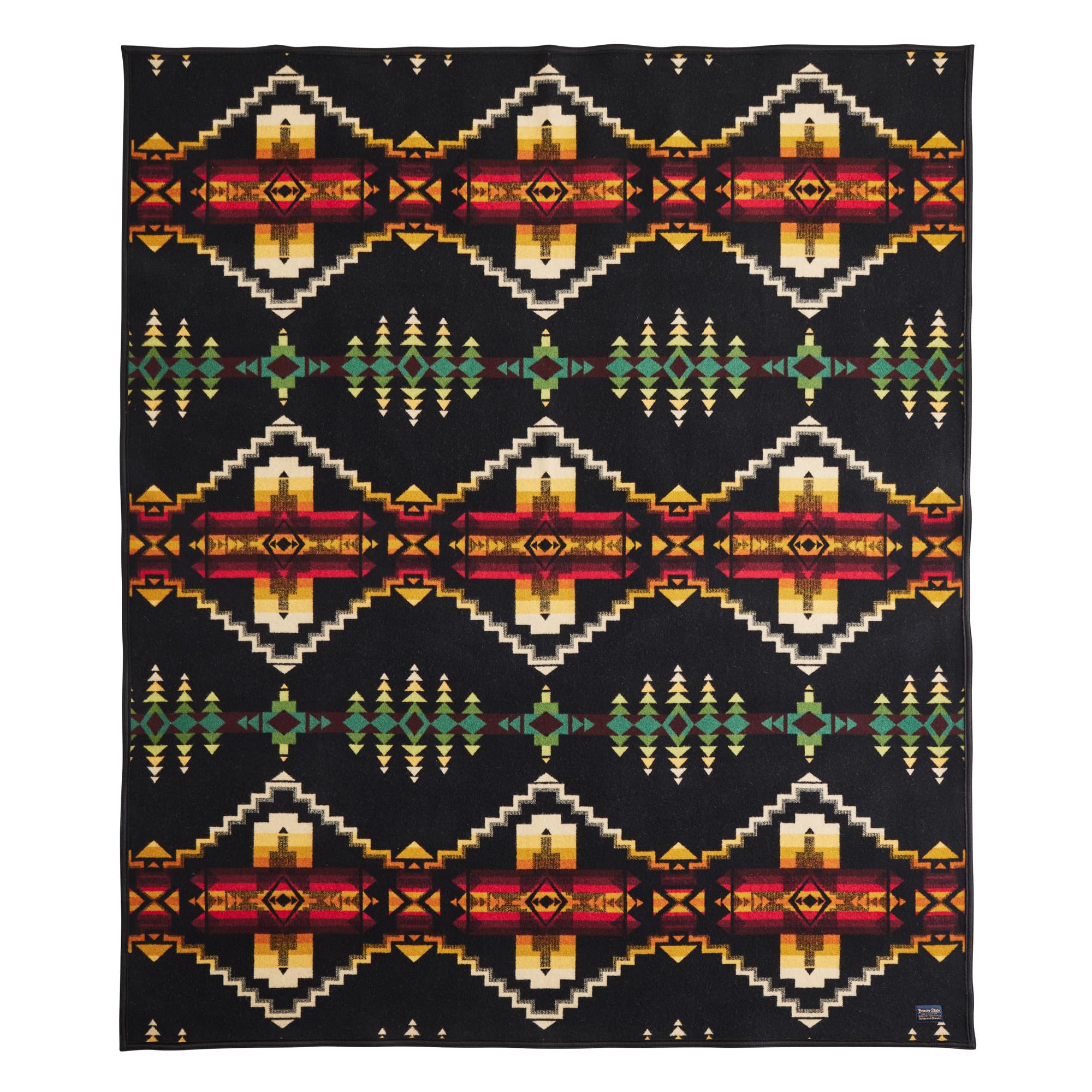 Jacquard Napped Throw Blanket 64" x 80" - Wool Cotton, Reversible