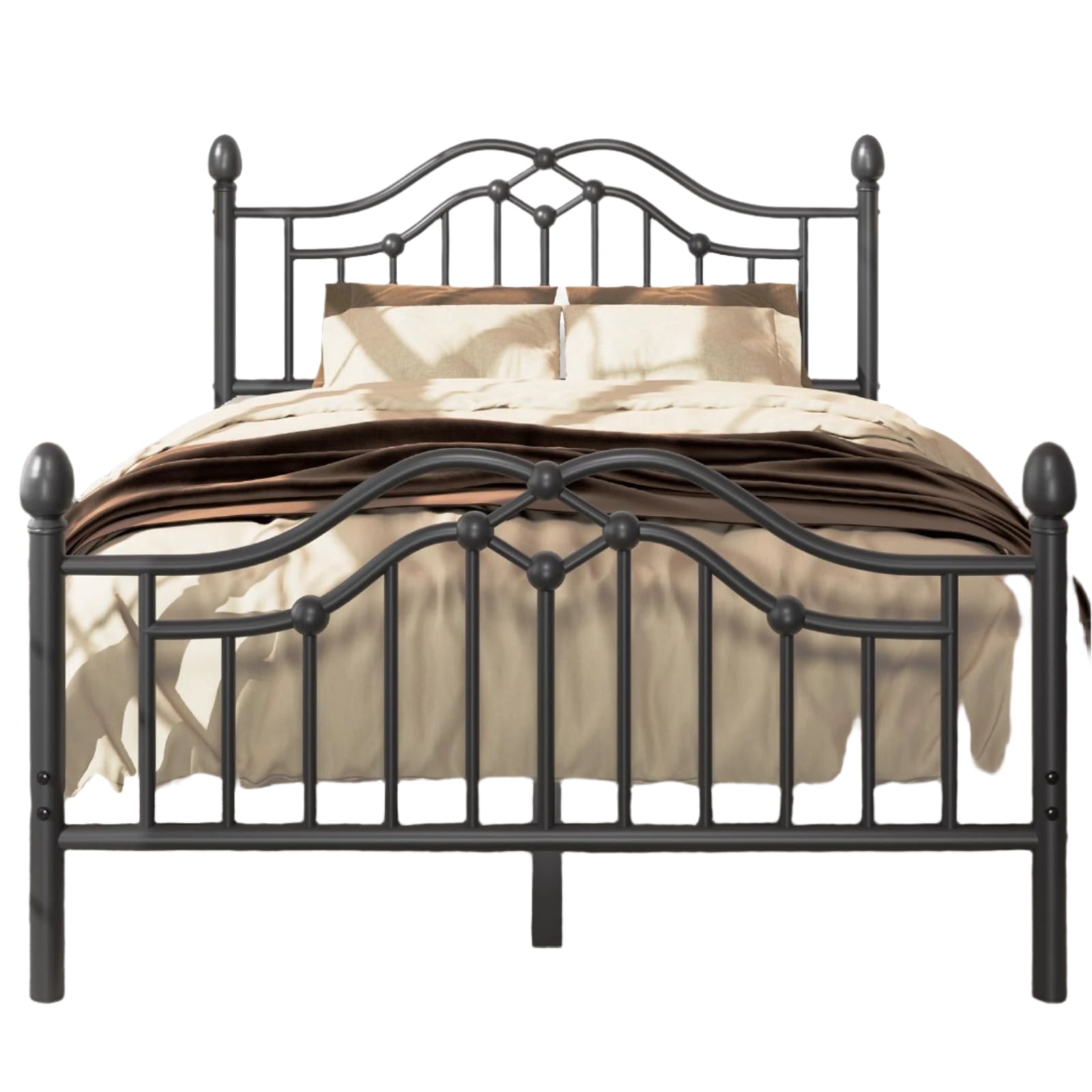 Queen Metal Bed Frame with Headboard and Footboard
