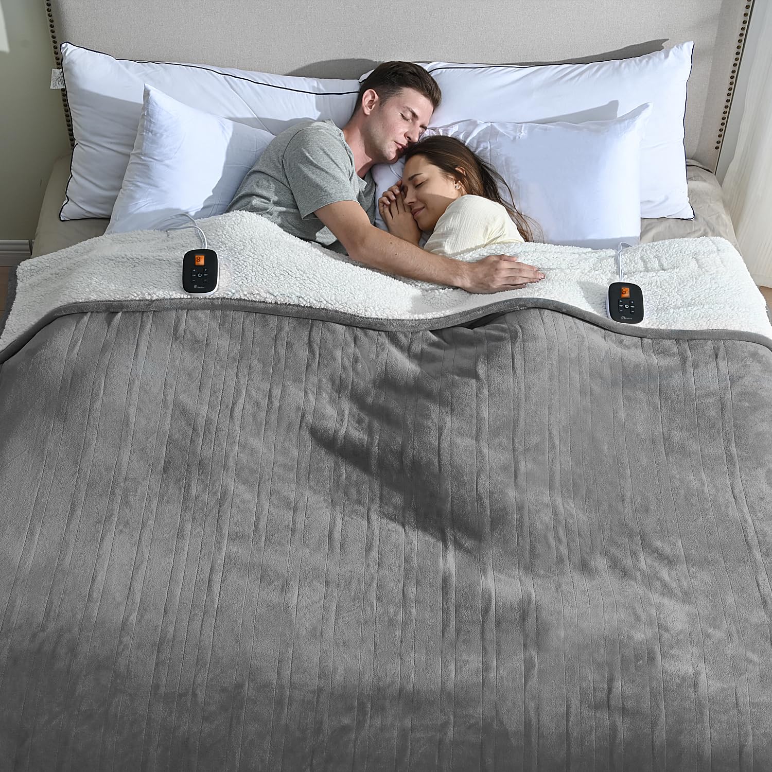 Queen Size，Dual Control Heated Blankets with 0.5-12H Auto-Off