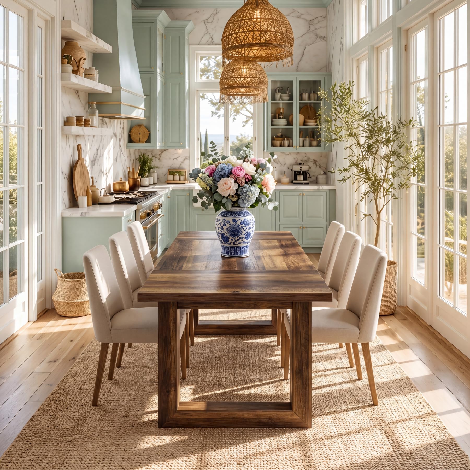 Farmhouse Rectangular Dining Table – Seats 6 to 8