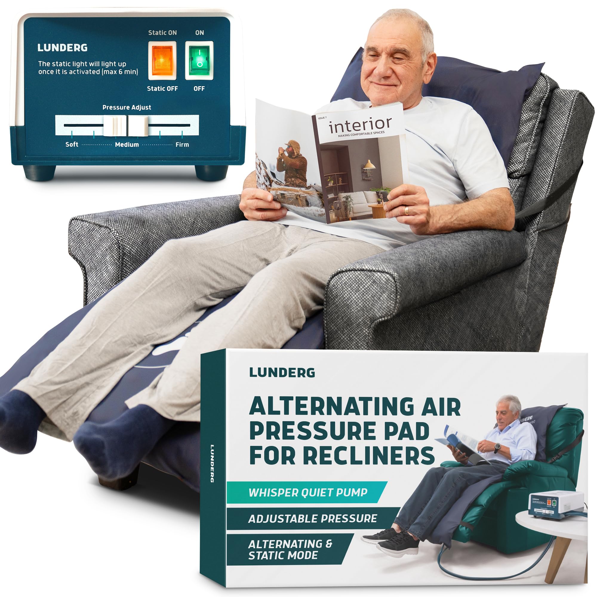 Alternating Air Pressure Pad for Recliner Chair - Pressure Relief Cushion