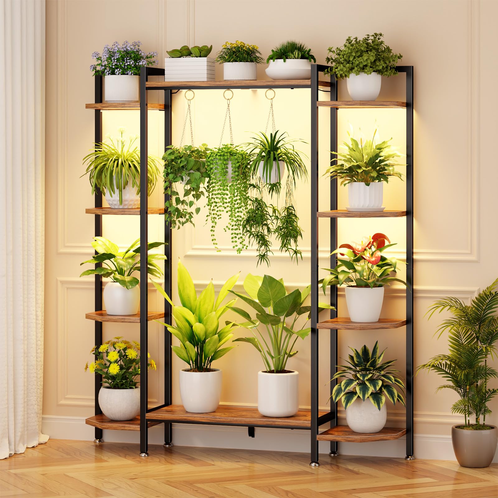 6-Tier Indoor Plant Stand with Grow Lights