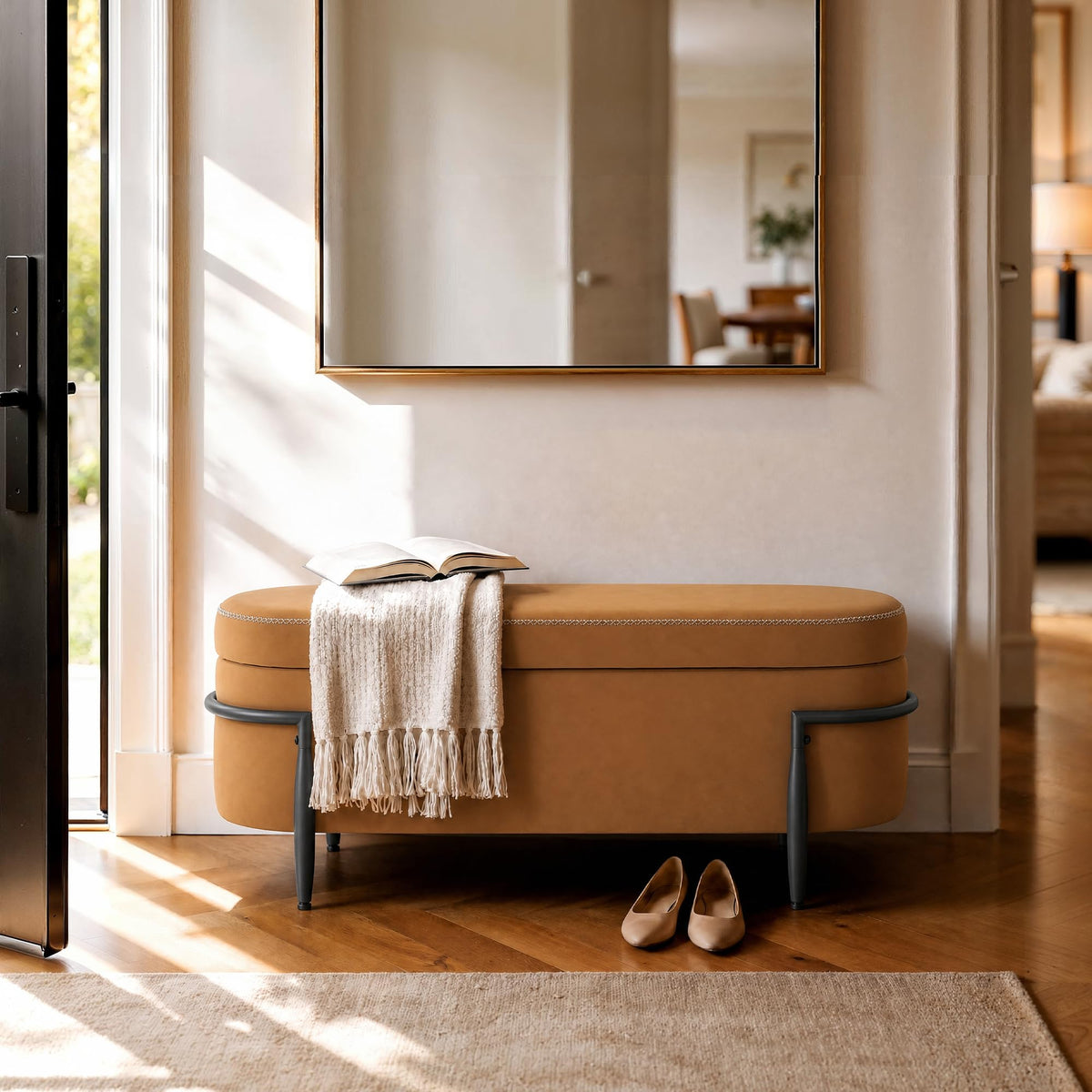 Storage Bench with Hidden Compartment – Cognac