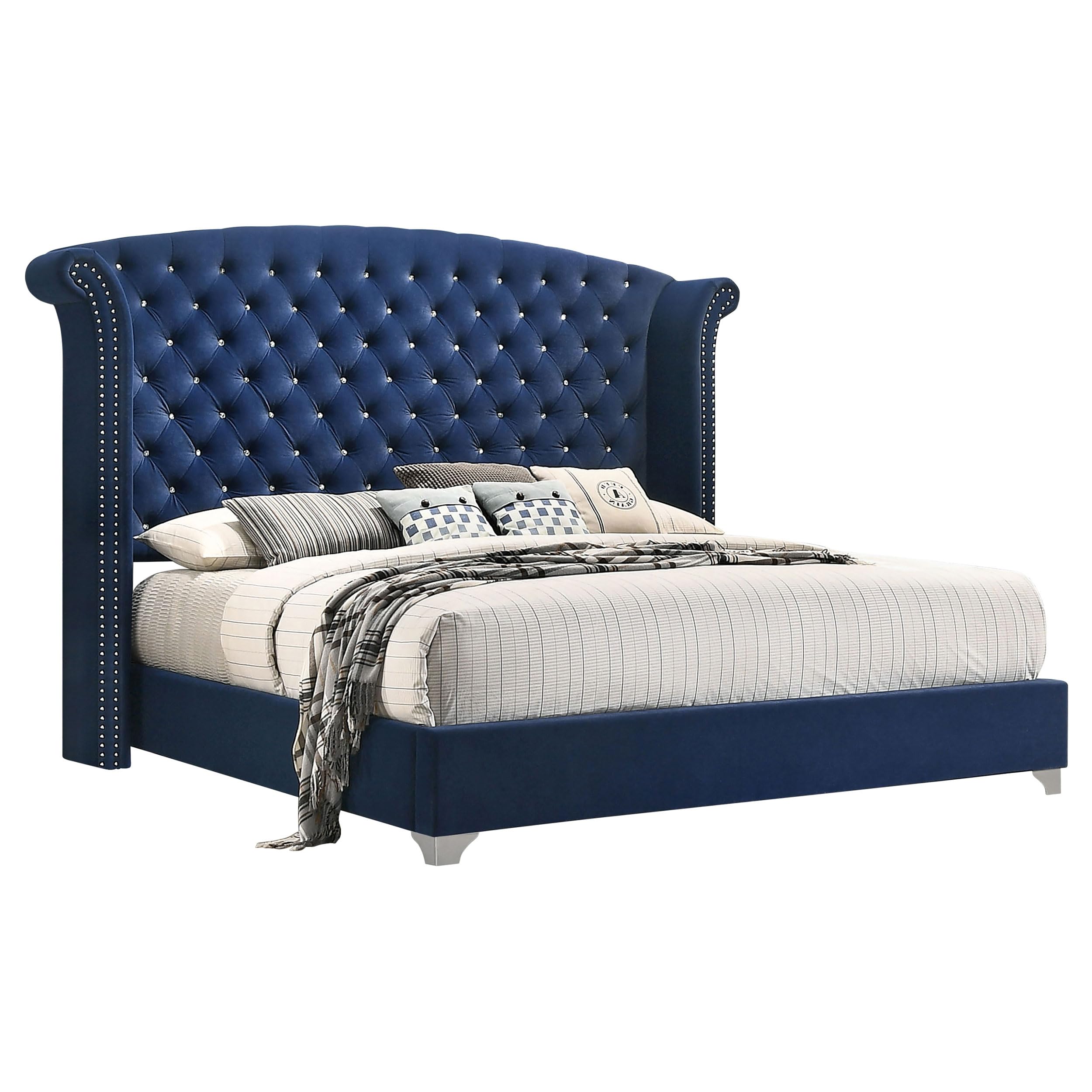 Melody Modern Classic 5-Piece Bedroom Set Velvet Upholstered Queen