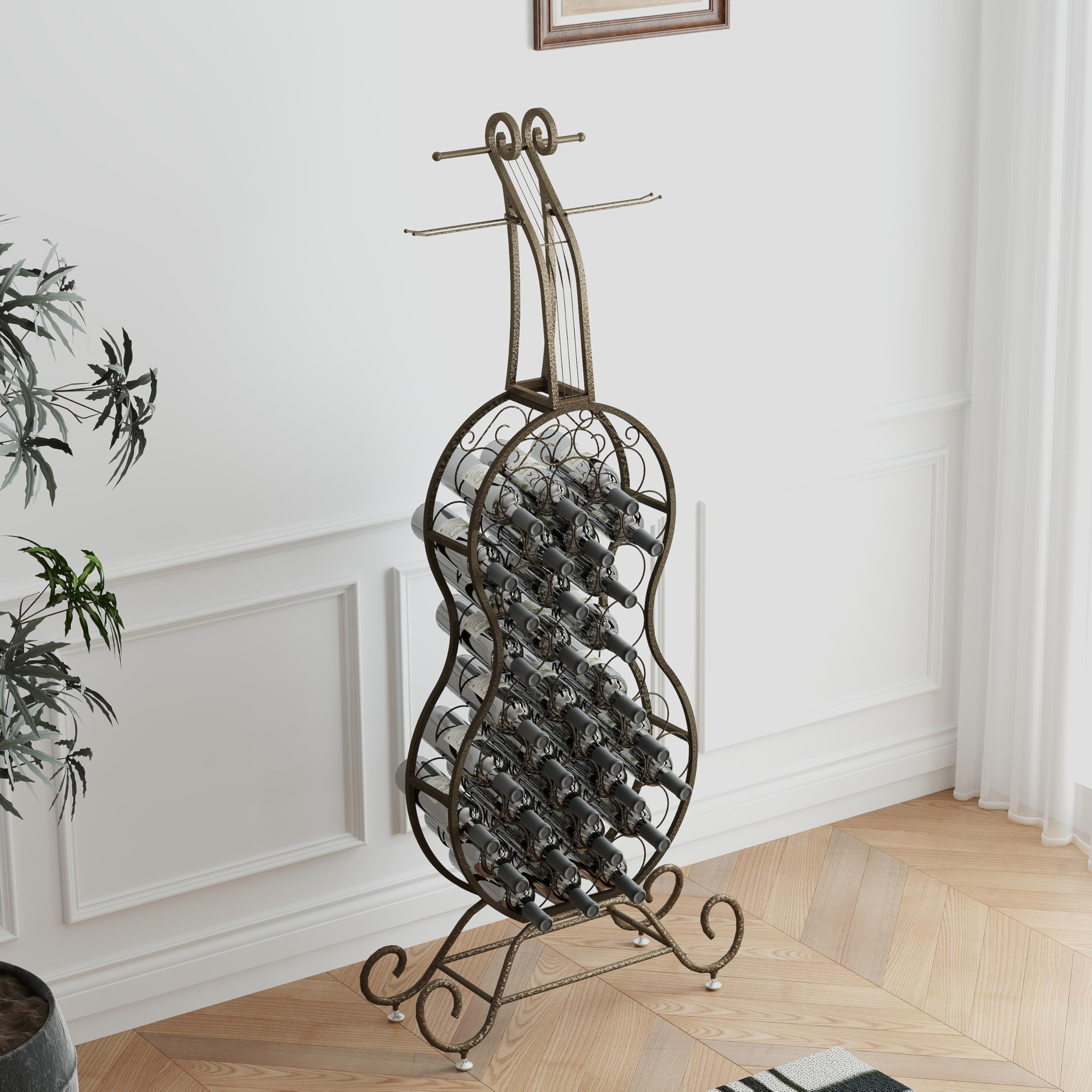 Cello-Shaped Floor Standing Wine Rack