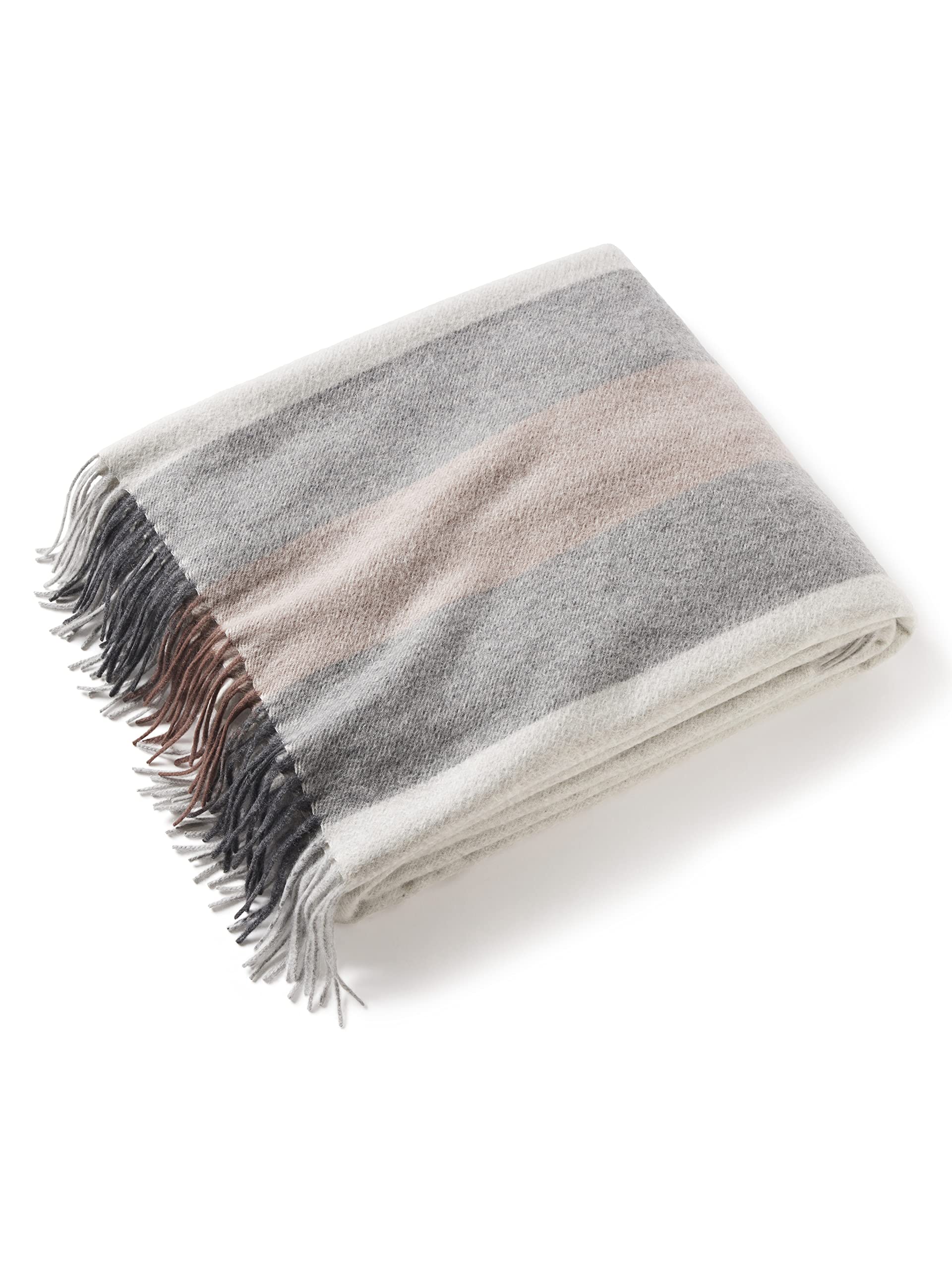 Cashmere Multicolored Striped Home Throw Blanket with Decorative