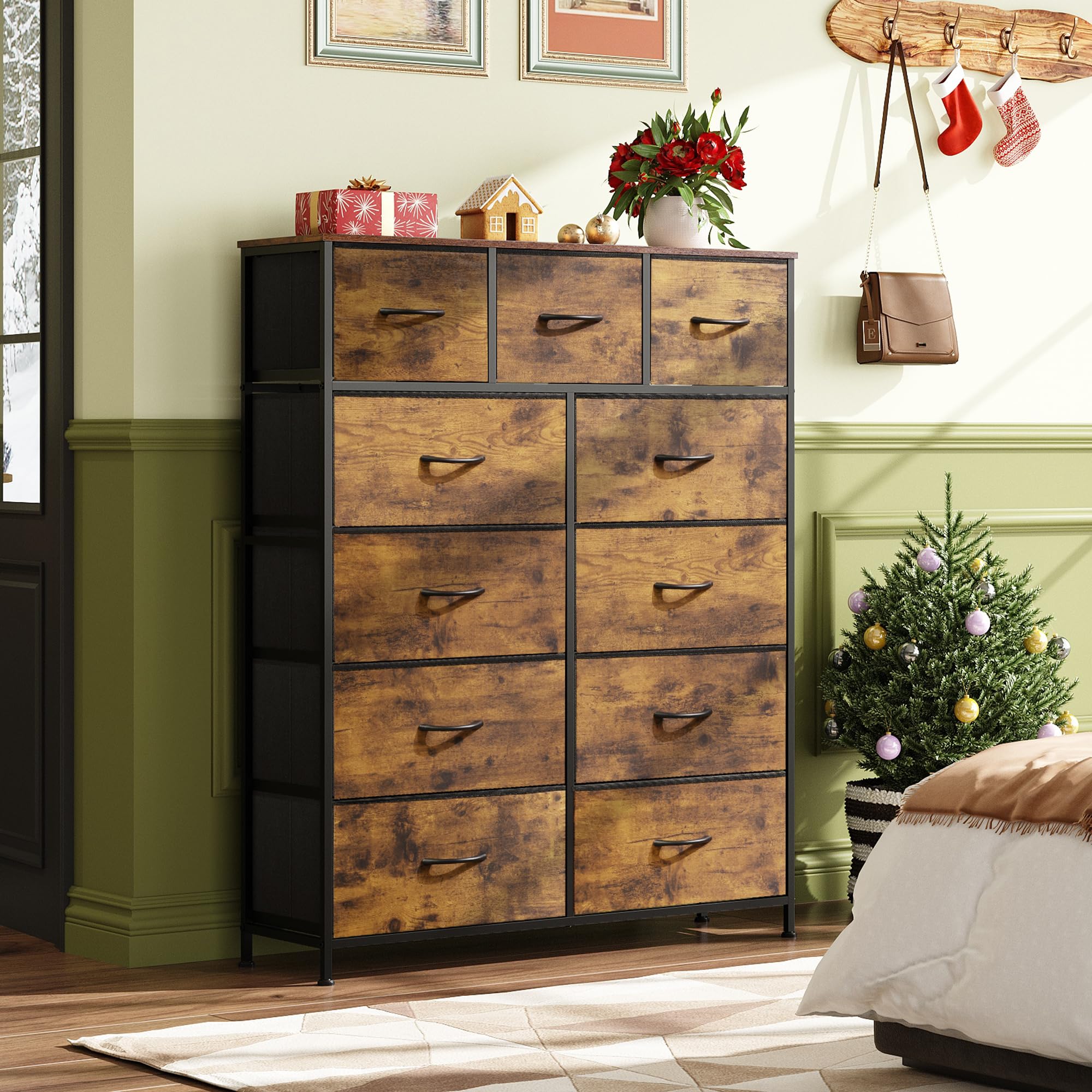 4 Drawer Dresser and 11 Drawer Dresser Set, Dresser for Bedroom, Closet, Hallway