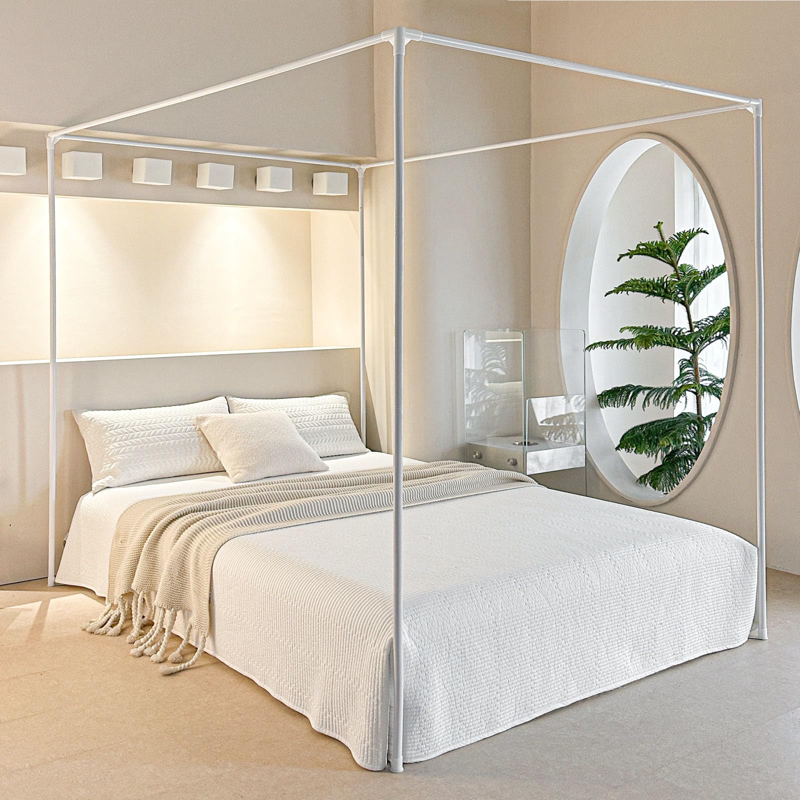 Premium Canopy Bed Frame Posts for Queen Size Beds - Sturdy Metal Poles, Four Corner