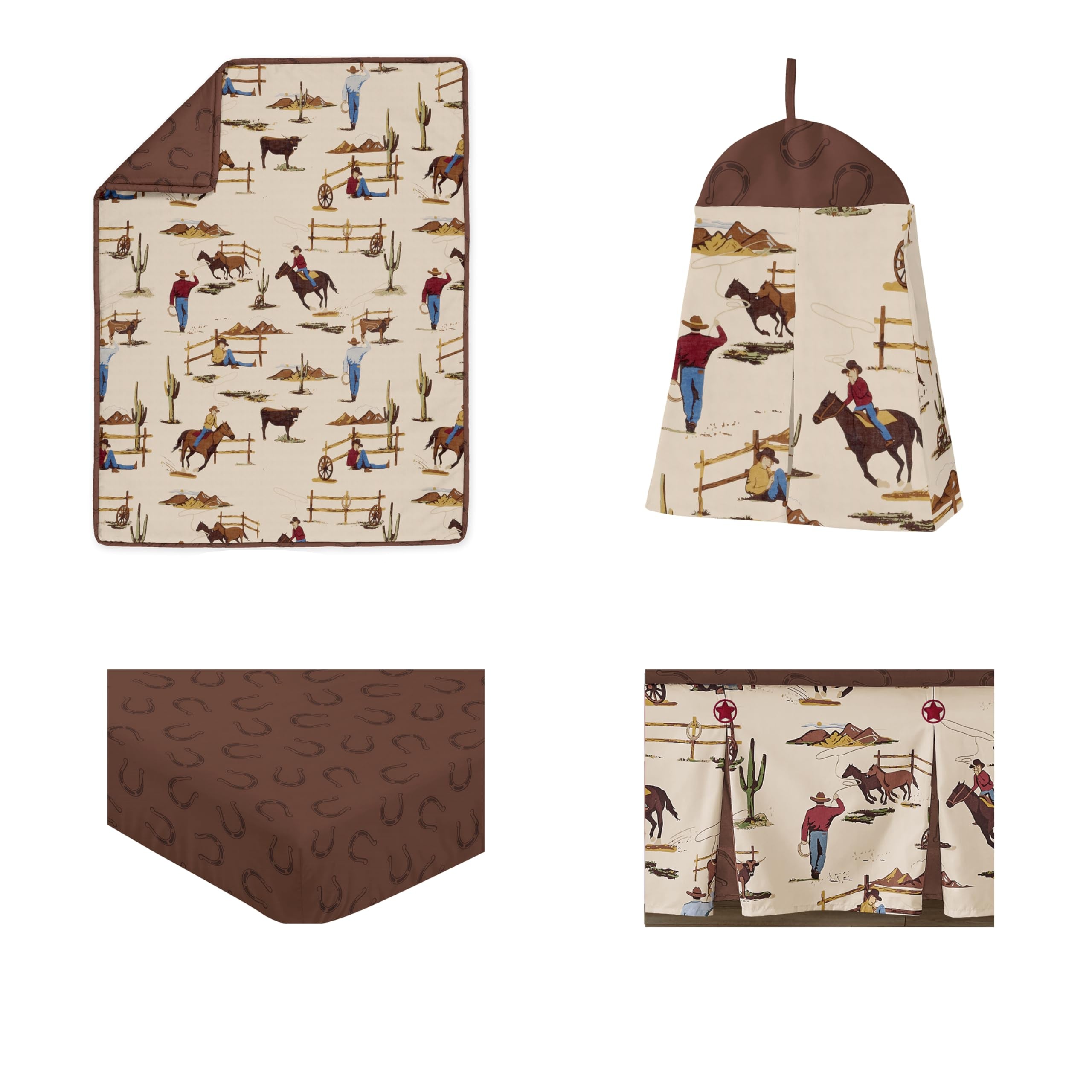 Designs 4-Piece Baby Crib Bedding Set (Western Cowboy Print)