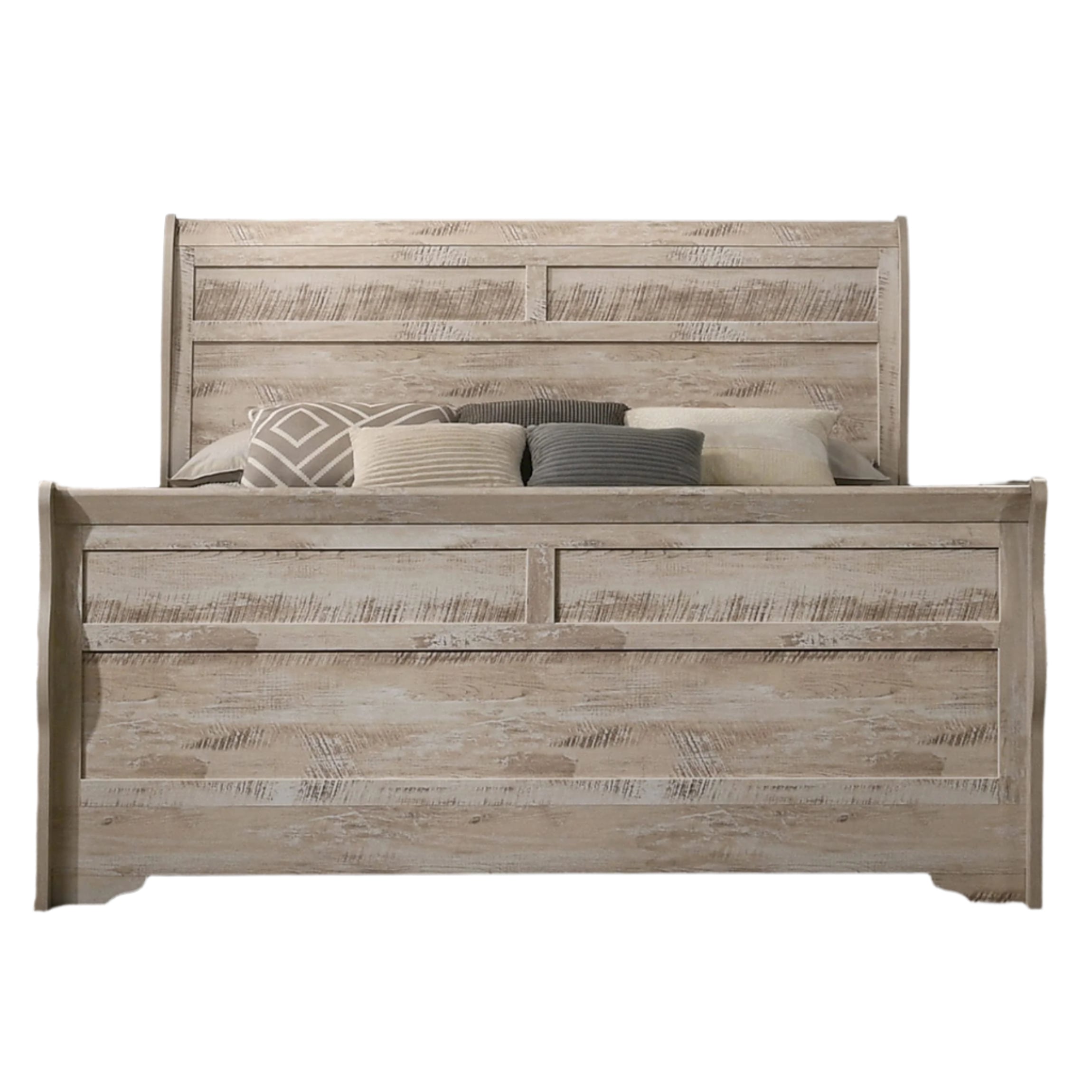 Imerland White-wash Finished Sleigh Bed, Queen