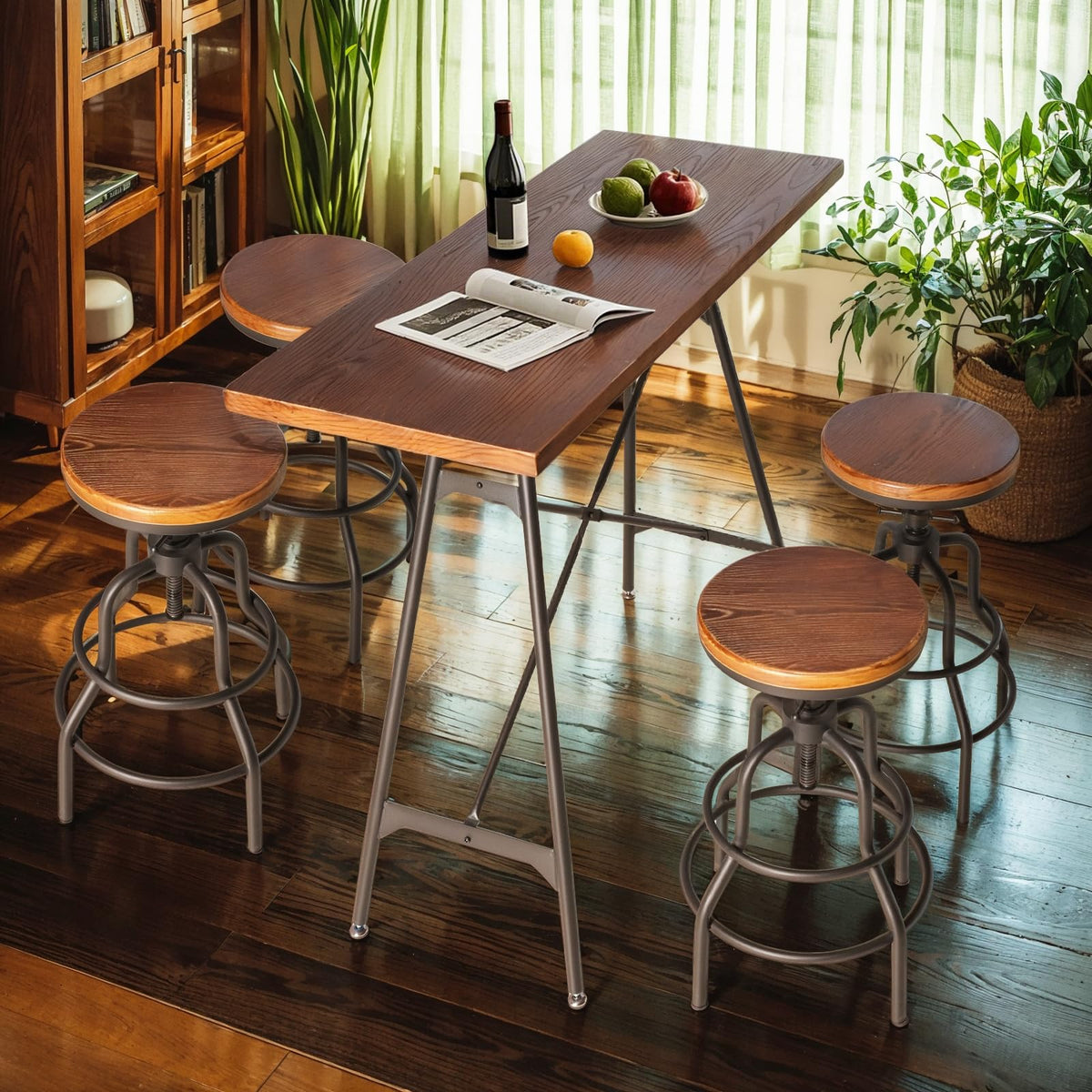 Industrial Rectangle Bar Table with X-Frame