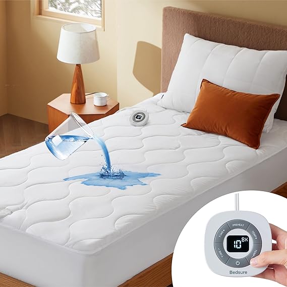 Waterproof Heated Mattress Pad Queen - Cotton Bed Warmer