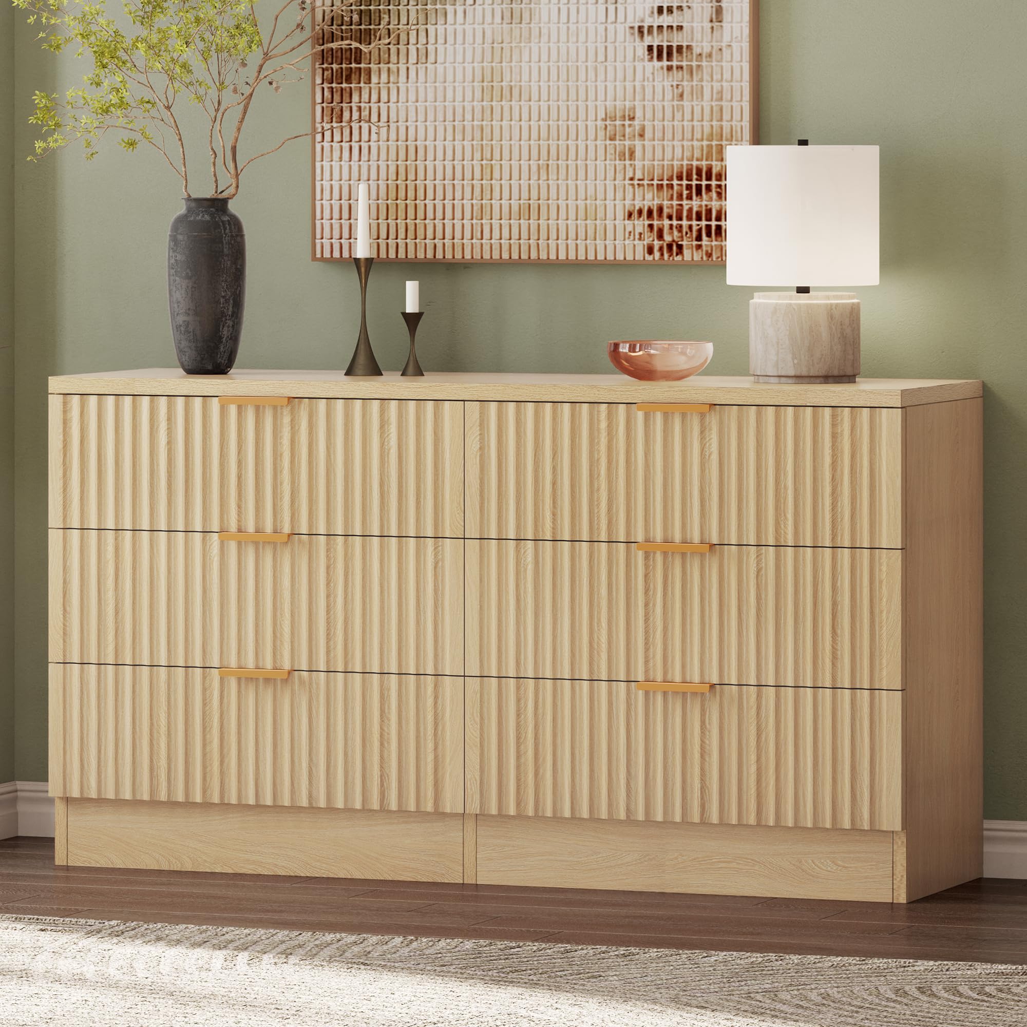 Drawer Dressers, Chest of Drawers with Fluted Panel