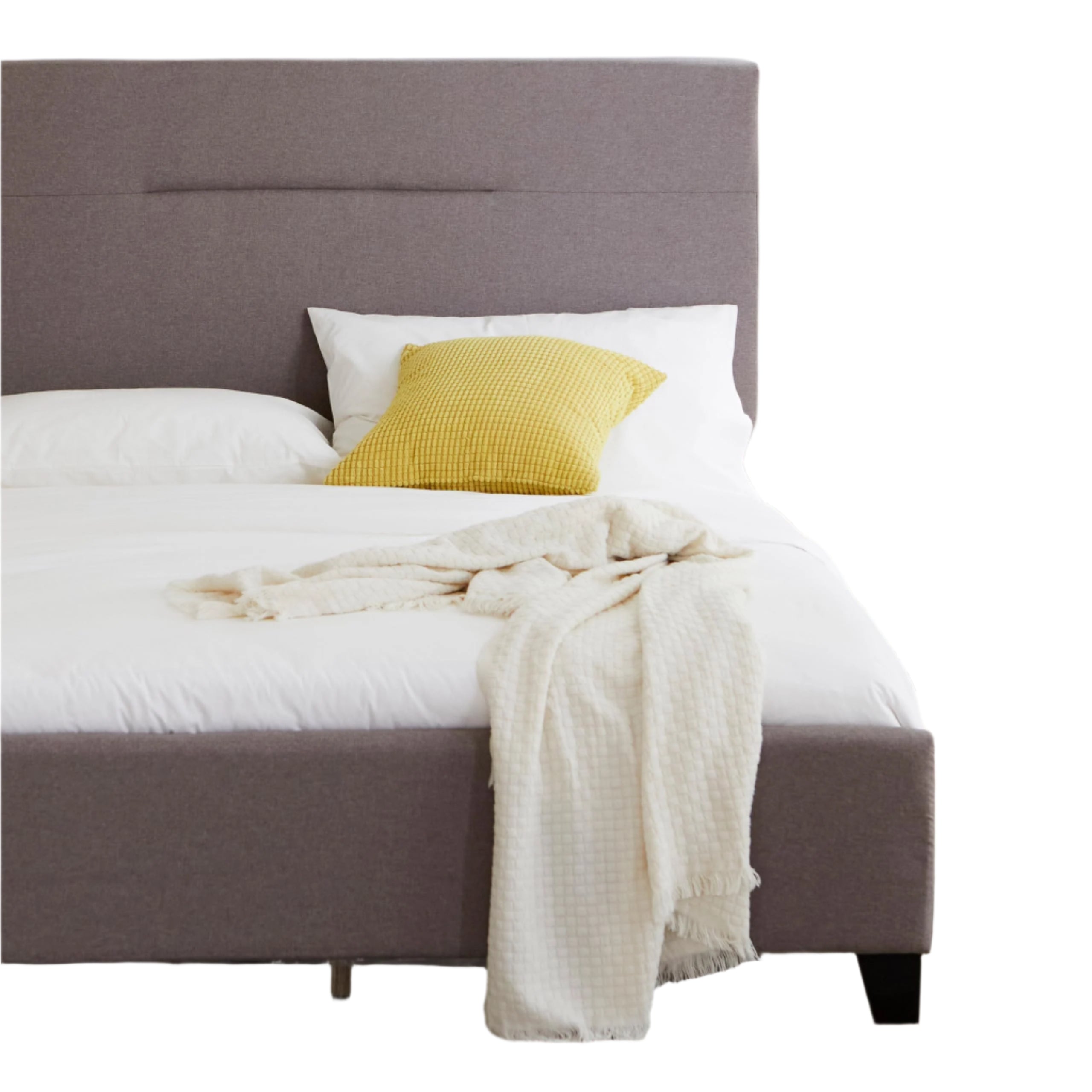 Twin Size Platform Bed, Fabric Upholstered Twin Bed Frame with Height