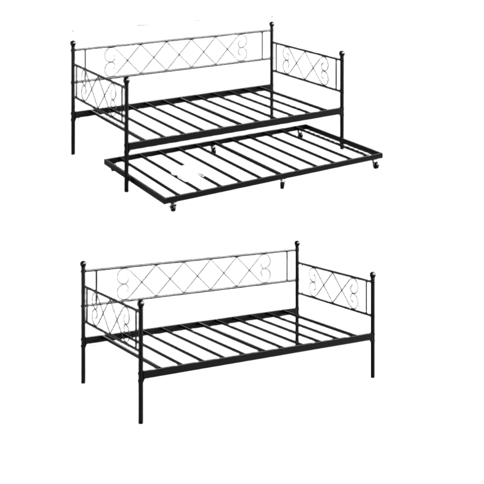 Daybed with Trundle, Trundle Bed Twin with Heart-Shaped Headboard