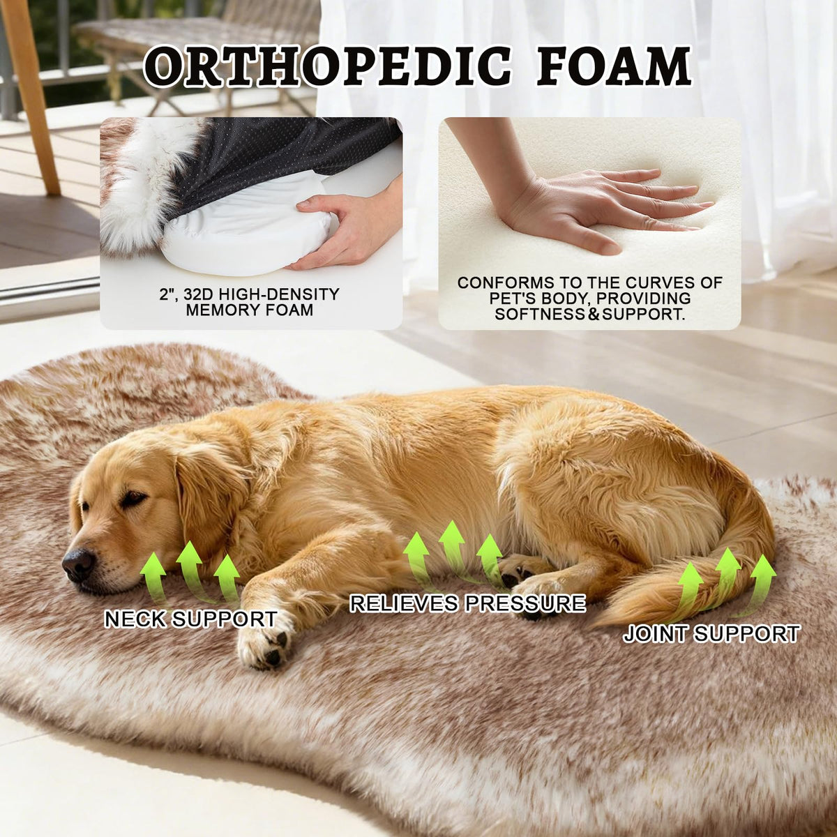 Orthopedic Faux Fur Dog Bed with Waterproof Removable Cover
